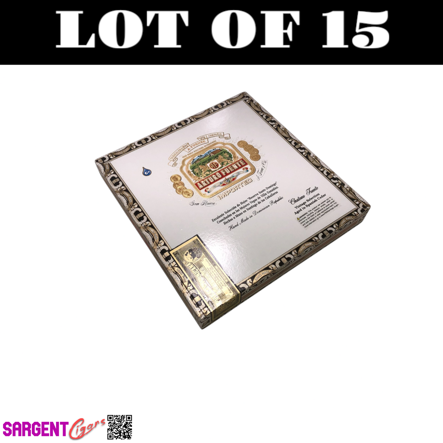 Lot of 15 Arturo Fuente Chateau Empty Cigar Boxes 9.5x9.75x1.25 (K)