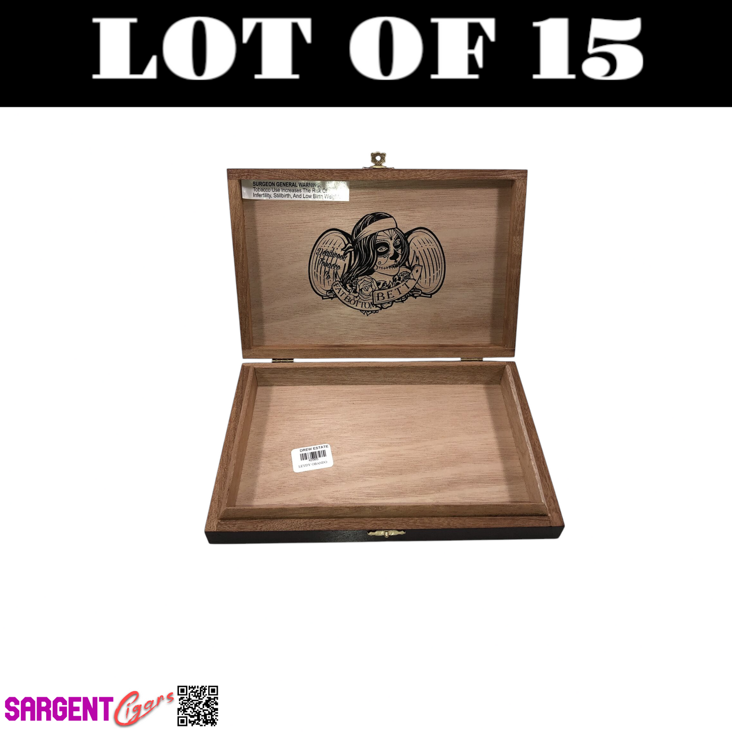 Lot of 15 Fat Bottom Betty Robusto Empty Wooden Cigar Boxes 9.5x6.5x1.5 H