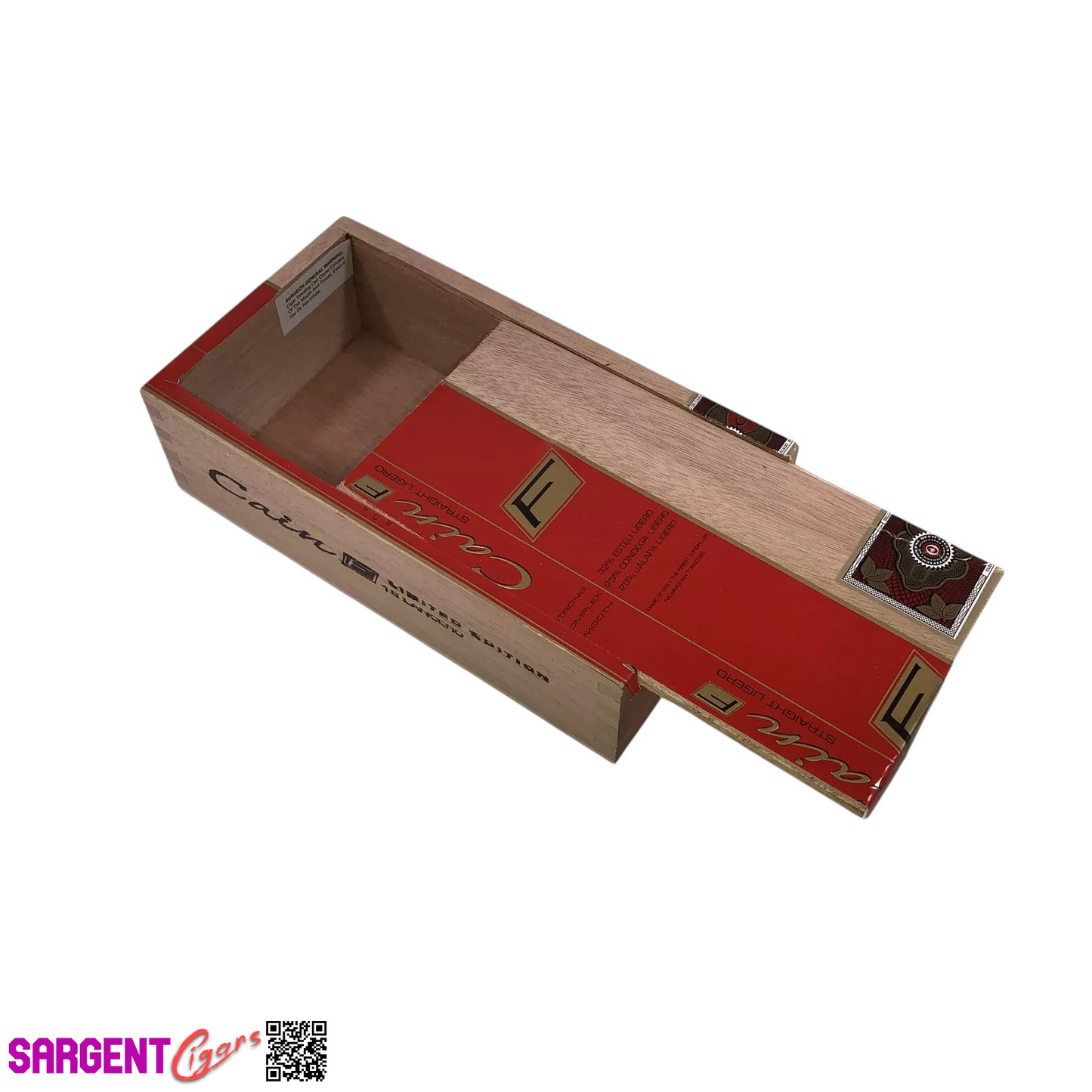 Oliva Cain Lancero Empty Wooden Cigar Box 4.25x8x2.25