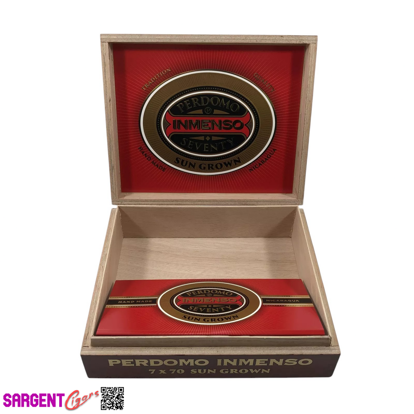 Perdomo Inmenso 7x70 Sungrown Empty Wooden Cigar Box 9.75x8x2.75