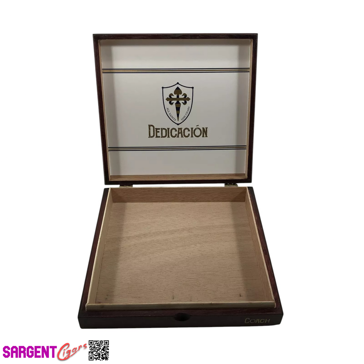All Saints Cigars Dedication Coach Empty Wooden Cigar Box 8.5x8x1.5