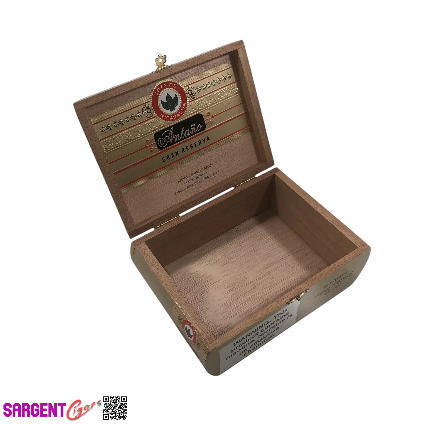 Joya De Nicaragua Antano Gran Consul Empty Wooden Cigar Box 7.75x5.5x3