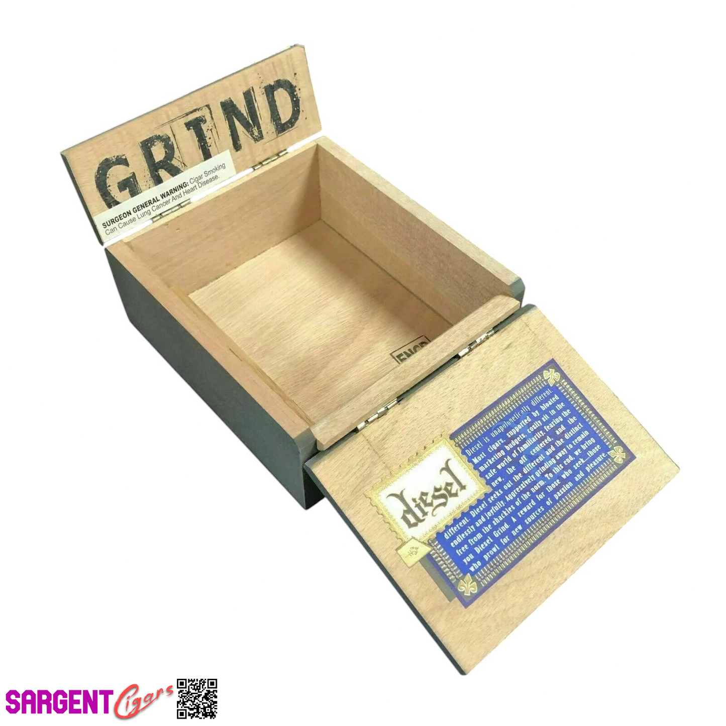 Diesel Grind Toro Empty Wooden Cigar Box 6x7x3