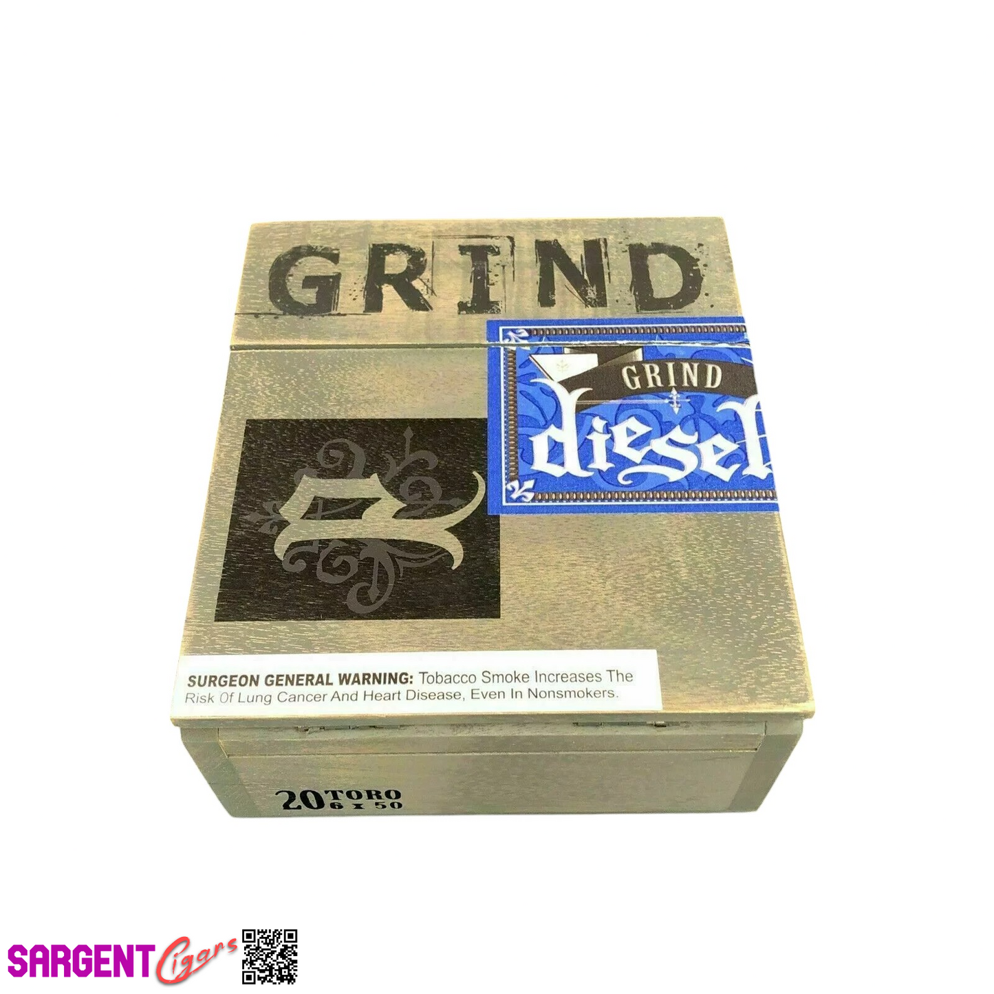 Diesel Grind Toro Empty Wooden Cigar Box 6x7x3