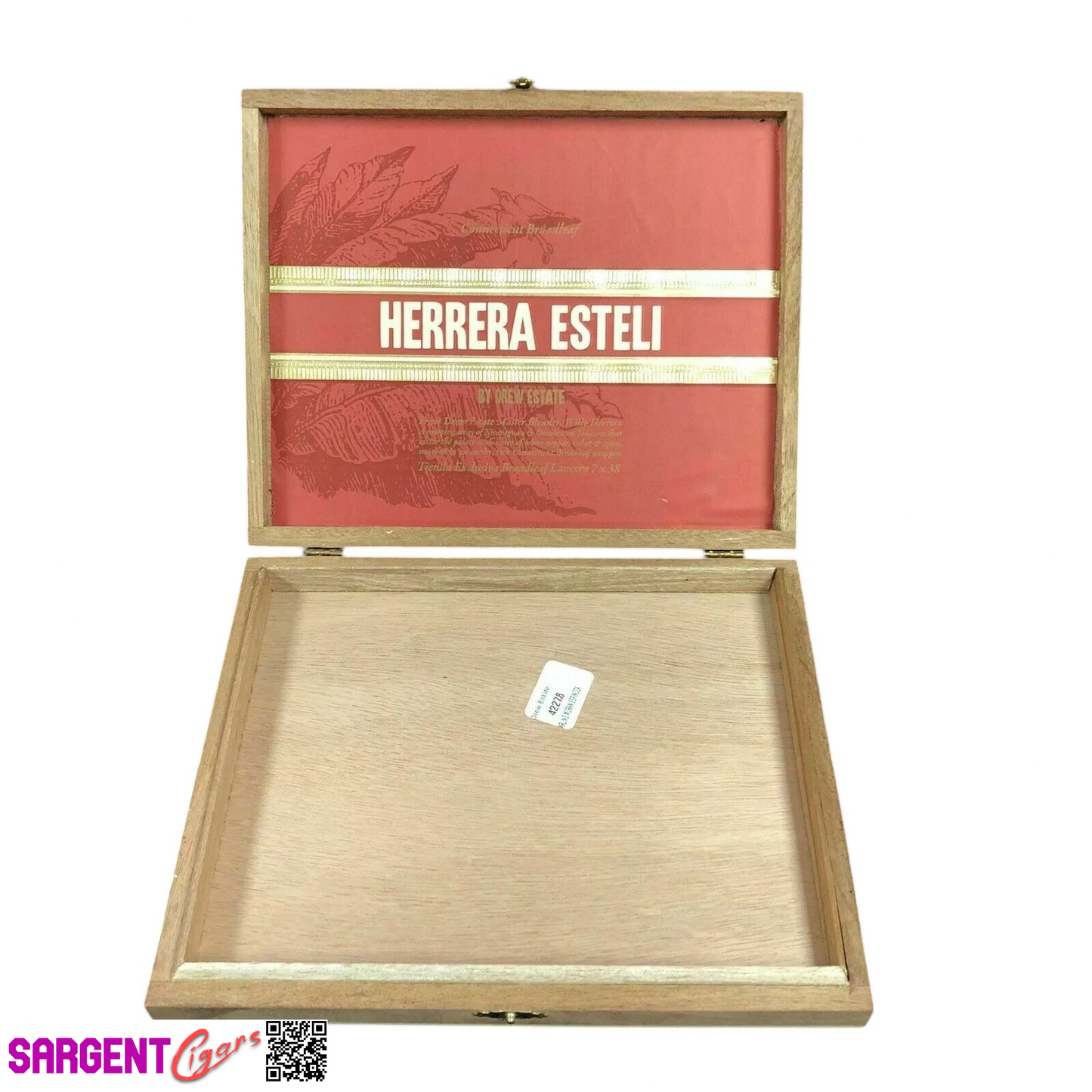 Herrera Esteli Lancero Empty Wooden Cigar Box 10x8x1