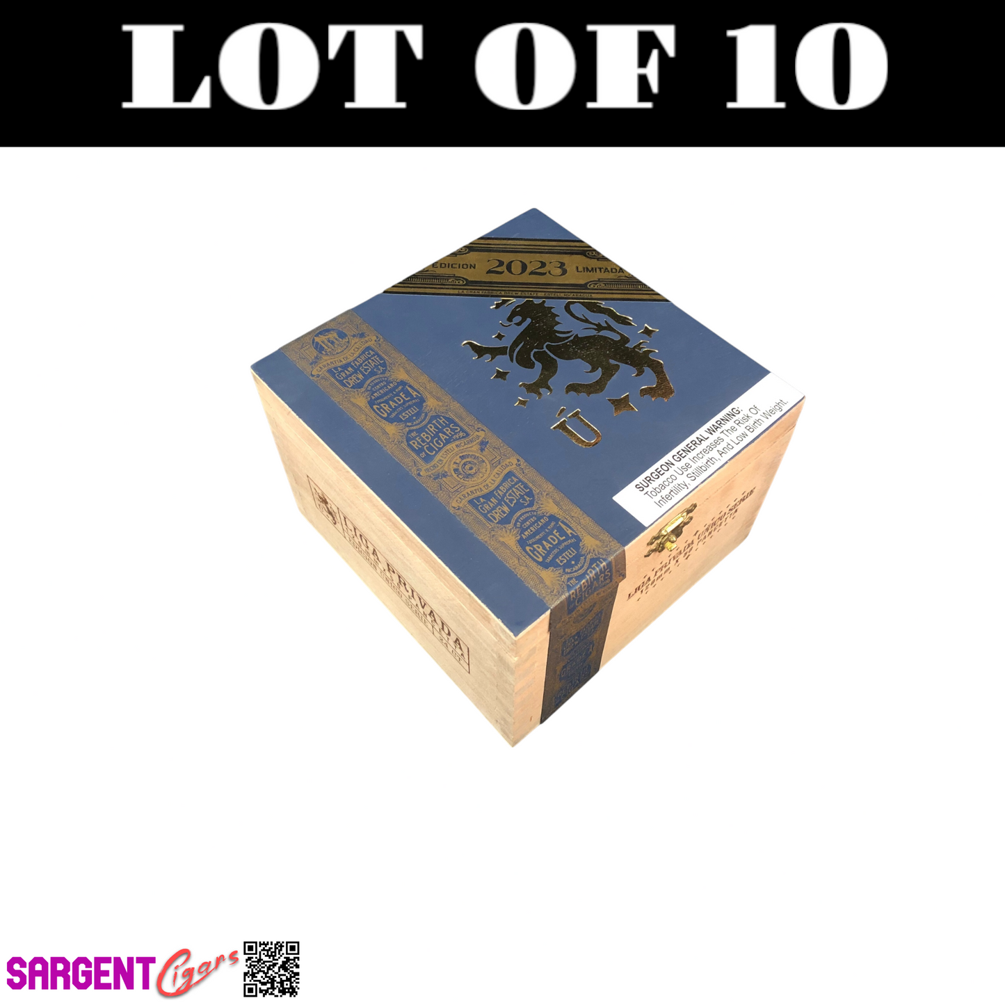 Lot of 10 Liga Privada Pancetta 2023 Empty Wooden Cigar Box 6x6x4 (N)