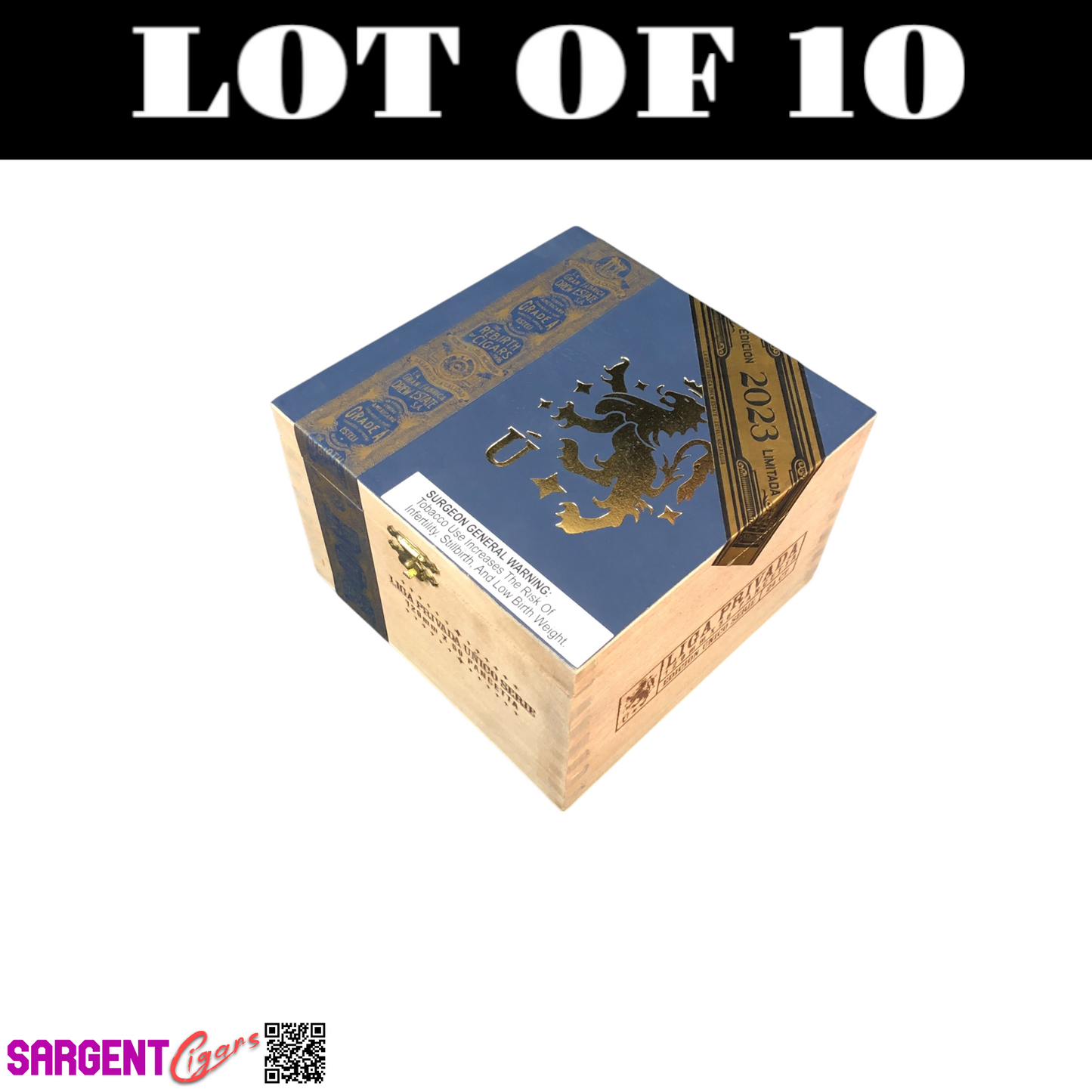 Lot of 10 Liga Privada Pancetta 2023 Empty Wooden Cigar Box 6x6x4 (N)