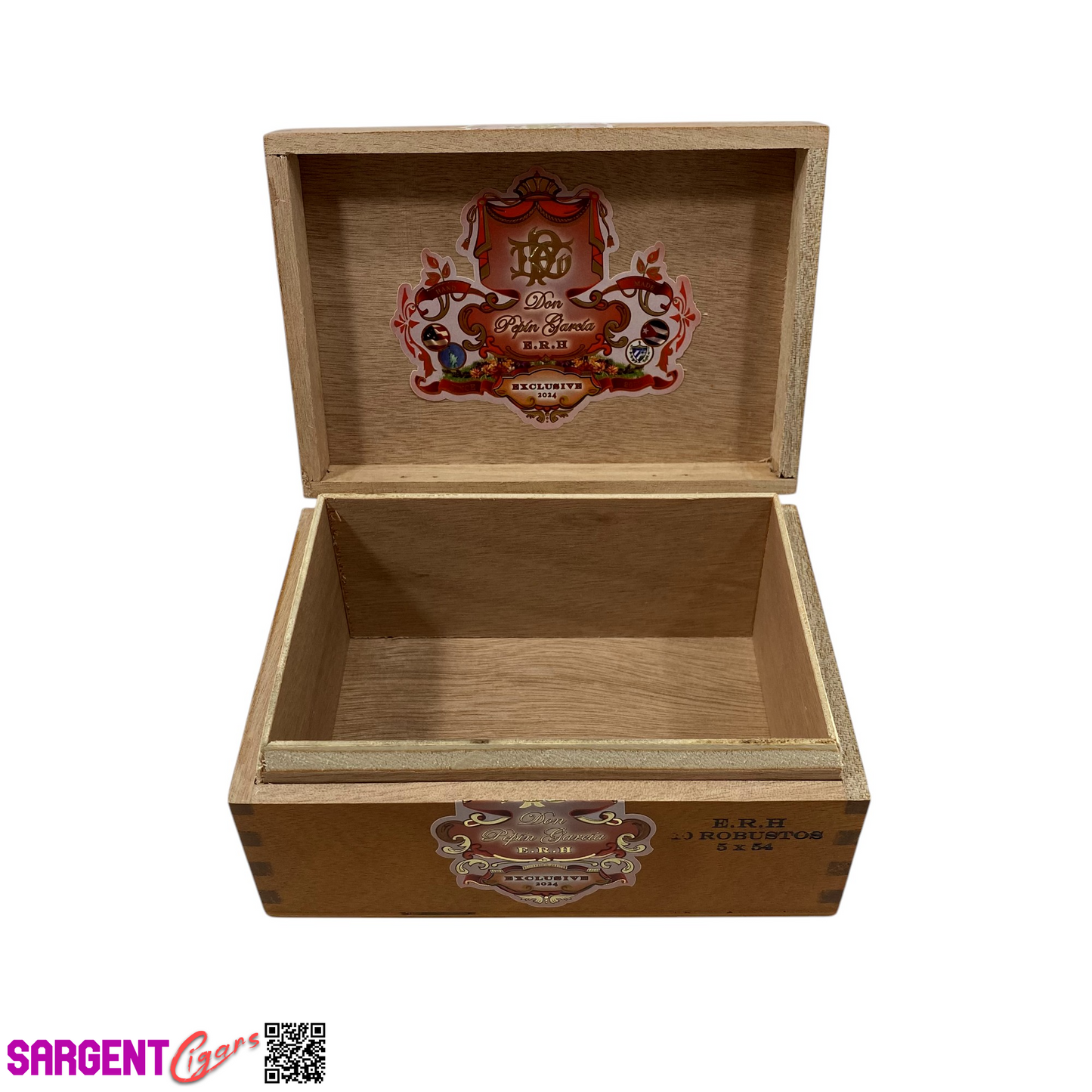 Don Pepin Garcia ERH Robusto Empty Wooden Cigar Box 6x4.25x2.75