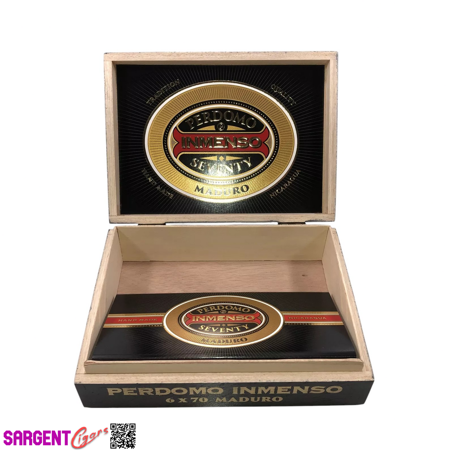 Perdomo Inmenso 6x70 Maduro Empty Wooden Cigar Box 9.75x7x2.75