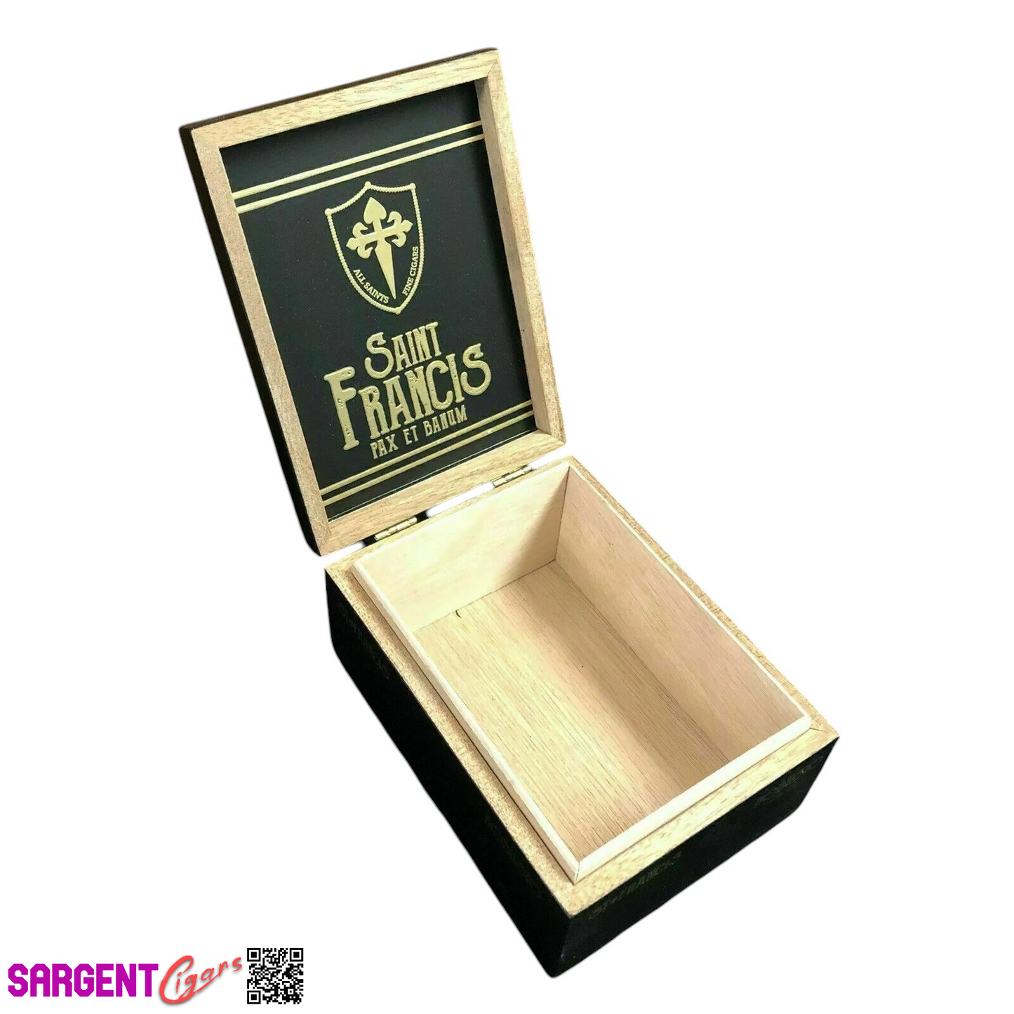 All Saints Cigars Saint Francis Toro Empty Wooden Cigar Box 5x7.5x3