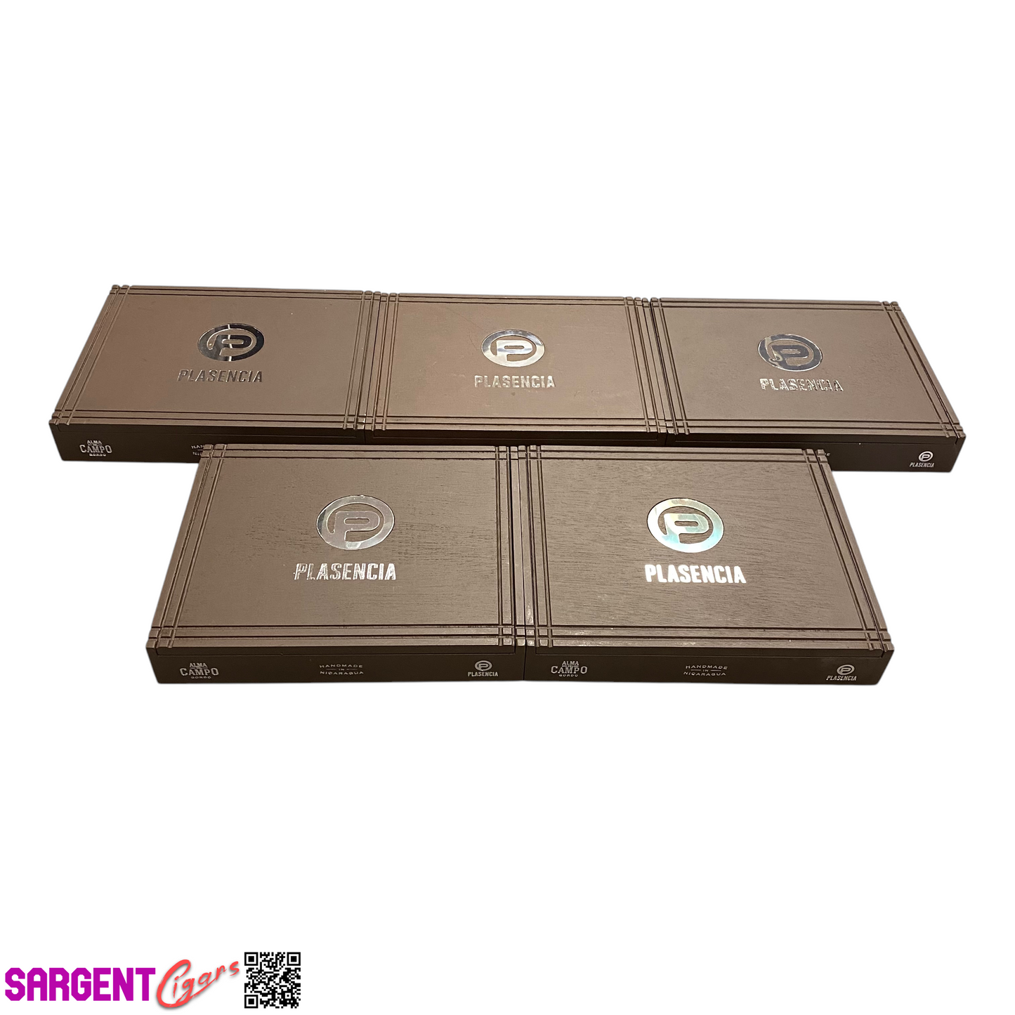 Lot of 5 Plasencia Madrono Empty Wooden Cigar Boxes 10x8.25x1.5 #138