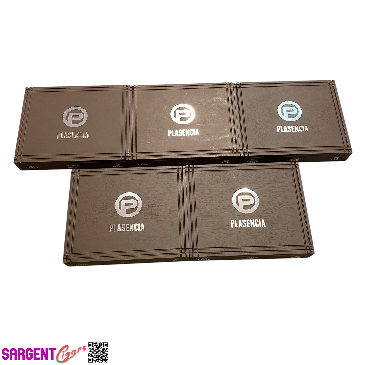 Lot of 5 Plasencia Madrono Empty Wooden Cigar Boxes 10x8.25x1.5 #138