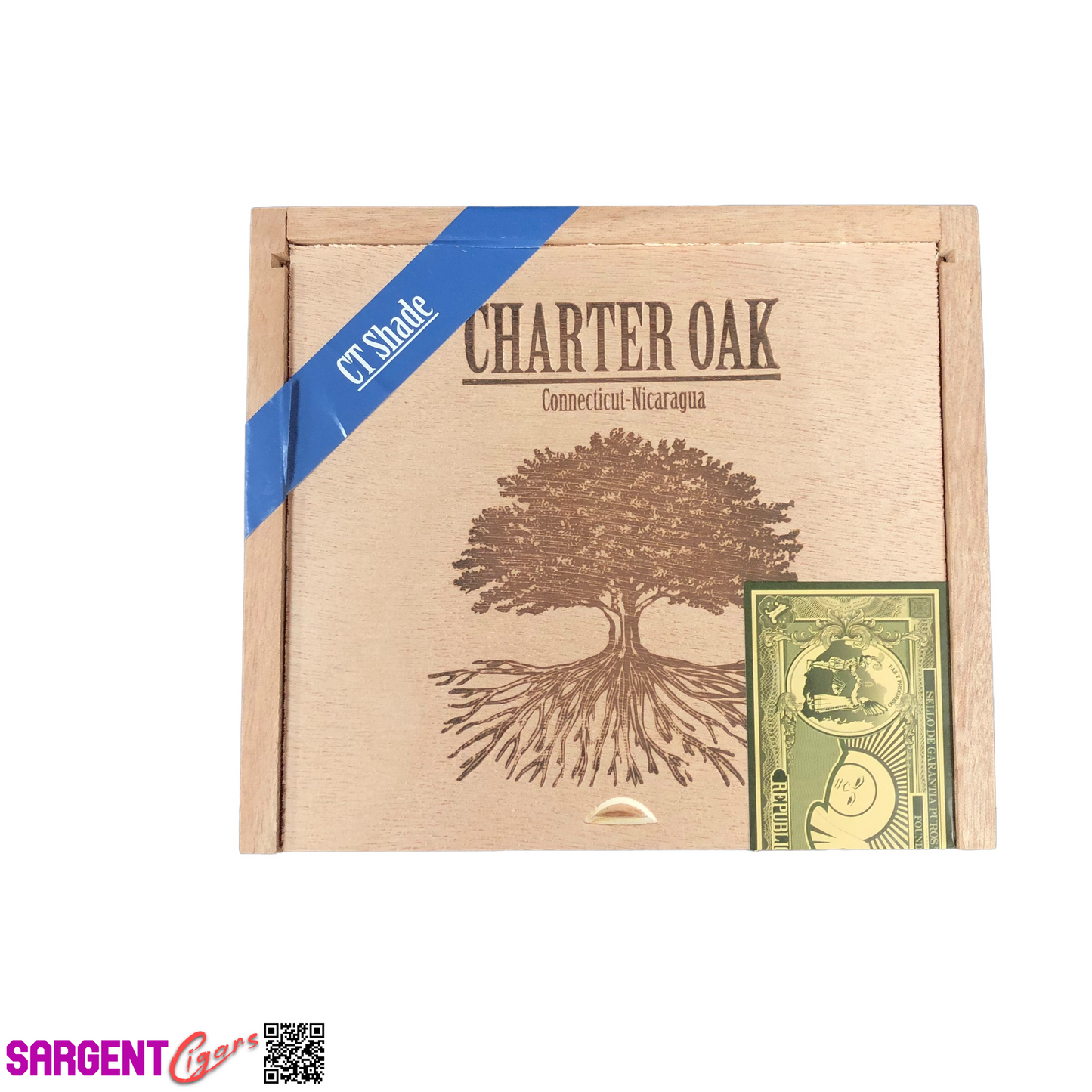 Charter Oak Corona Empty Wooden Cigar Box 7x6x1.5