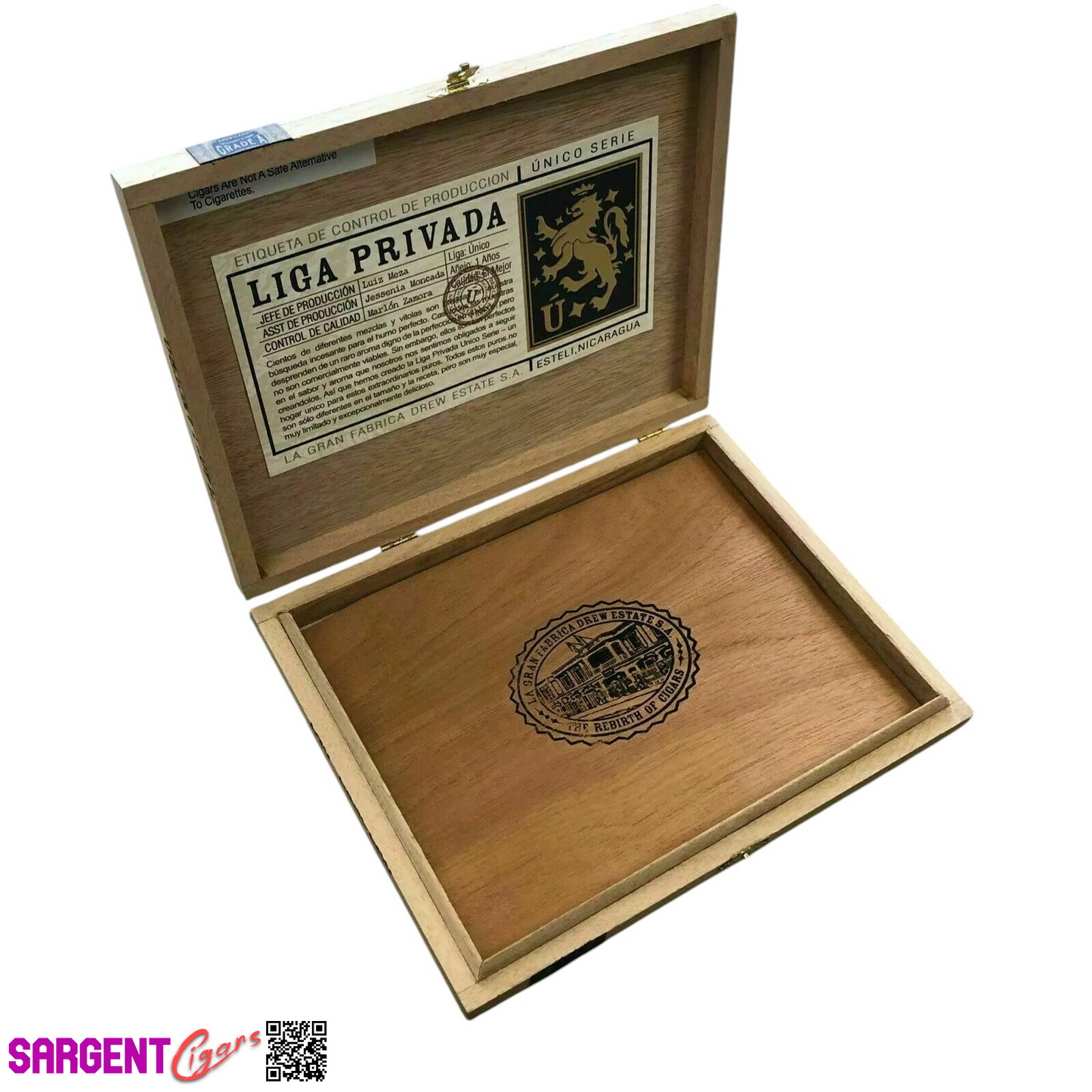 Liga Privada Unico L40 Lancero Empty Wooden Cigar Box 10.25x8.25x1.25