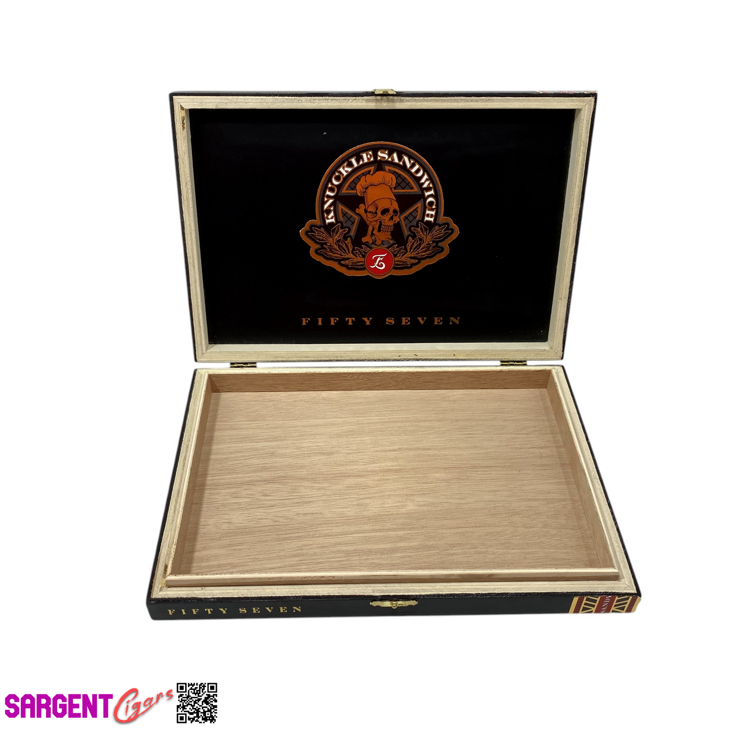 Guy Fieri Knuckle Sandwich 57 Empty Wooden Cigar Box 10.25x7.25x1.5