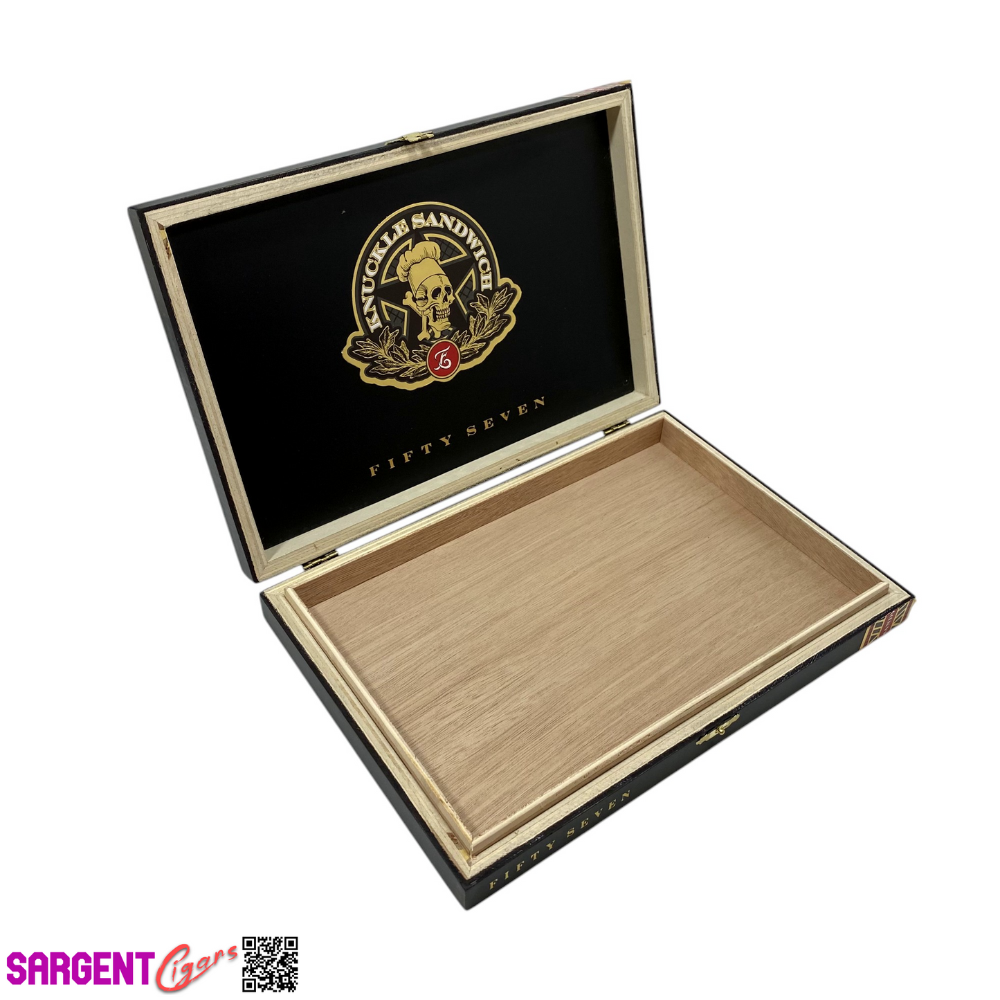 Guy Fieri Knuckle Sandwich 57 Empty Wooden Cigar Box 10.25x7.25x1.5