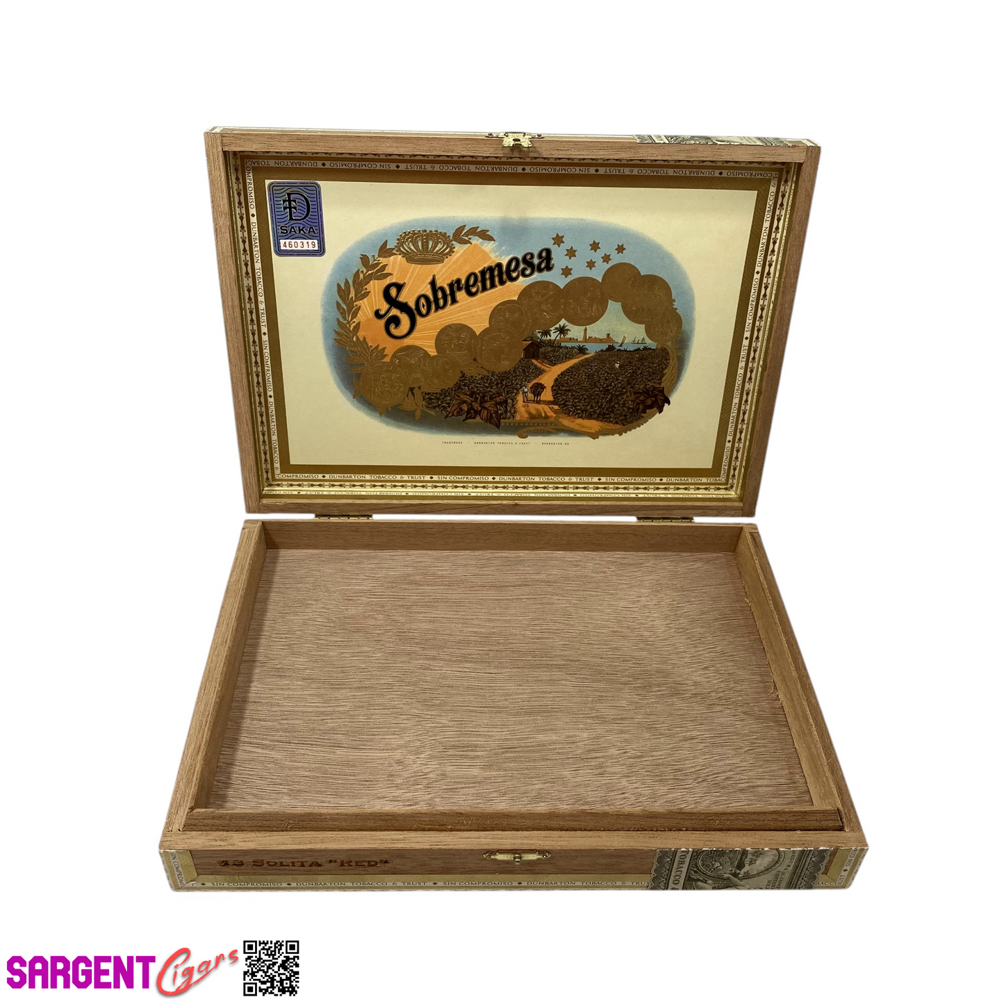 Dunbarton Sobremesa Solita Red Empty Wooden Cigar Box 10.5x7.5x1.75