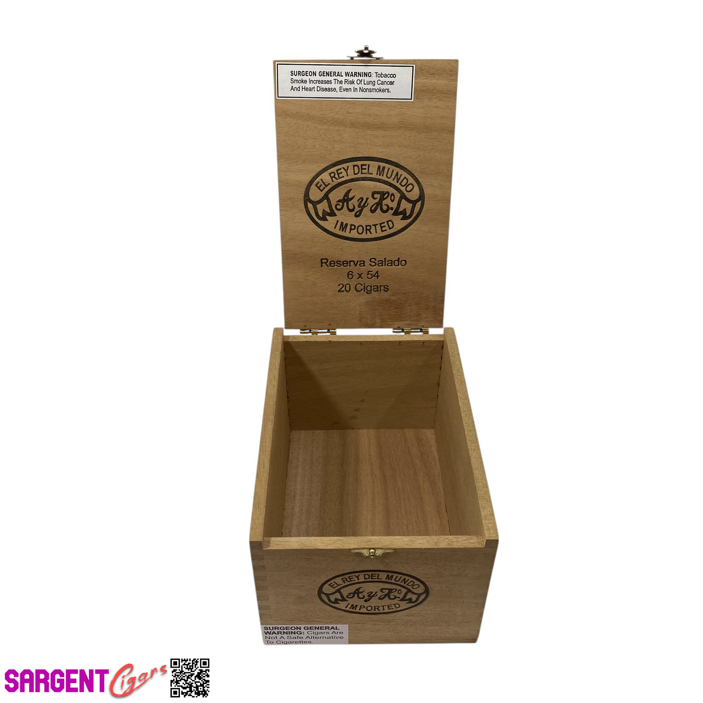 Del Mundo Reserva Salado Empty Wooden Cigar Box 5x6.75x4