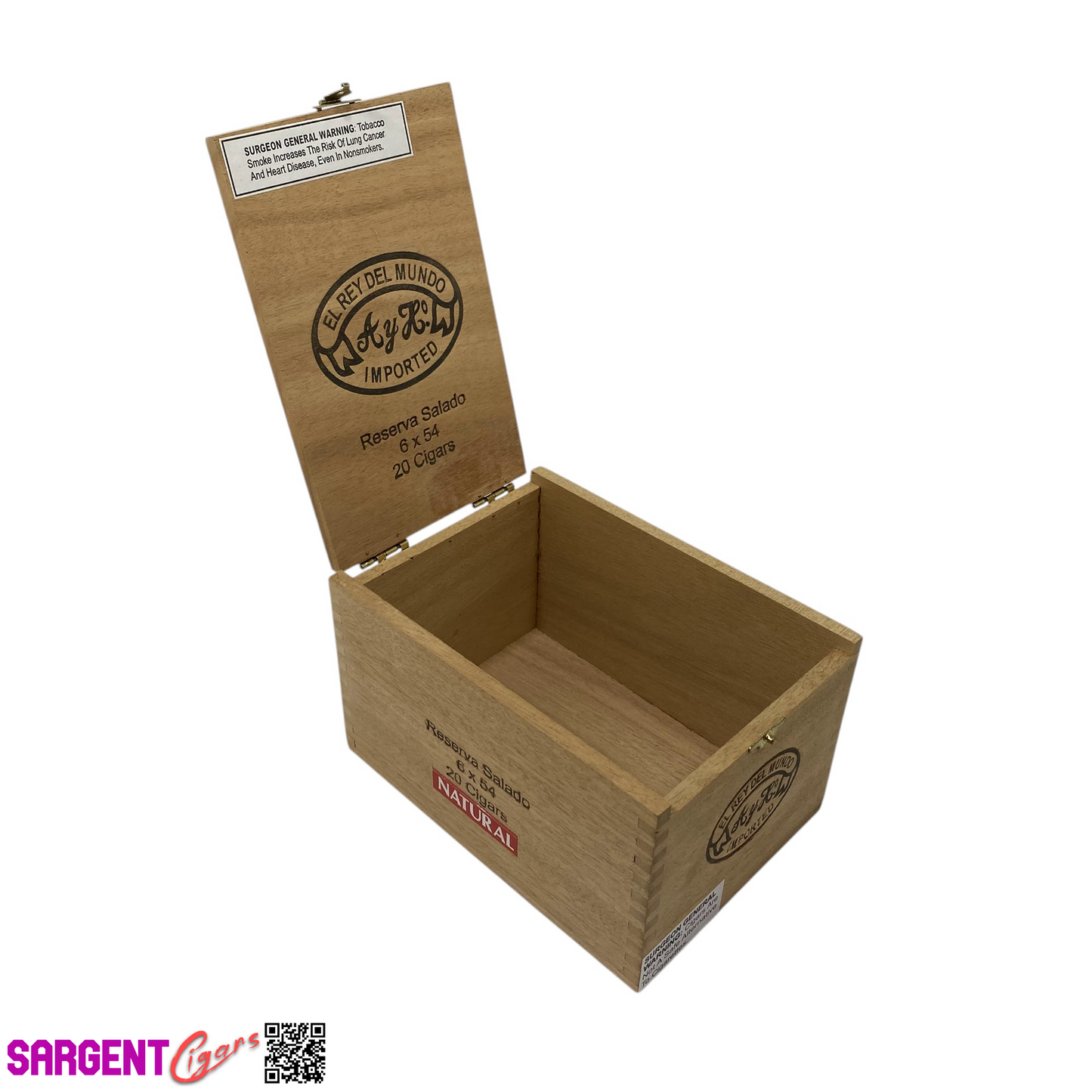 Del Mundo Reserva Salado Empty Wooden Cigar Box 5x6.75x4