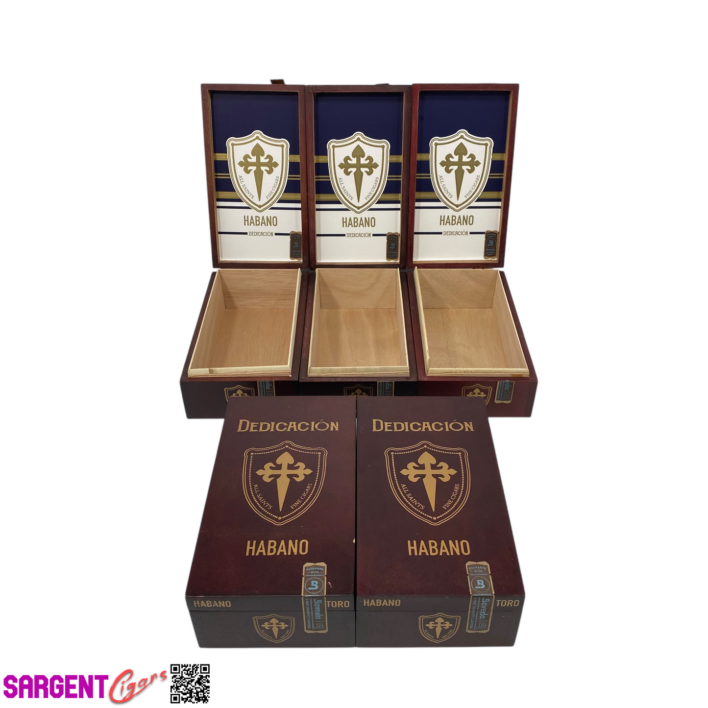 Lot of 5 All Saints Dedication Toro Empty Wooden Cigar Boxes 4x7.25x2.5 #44