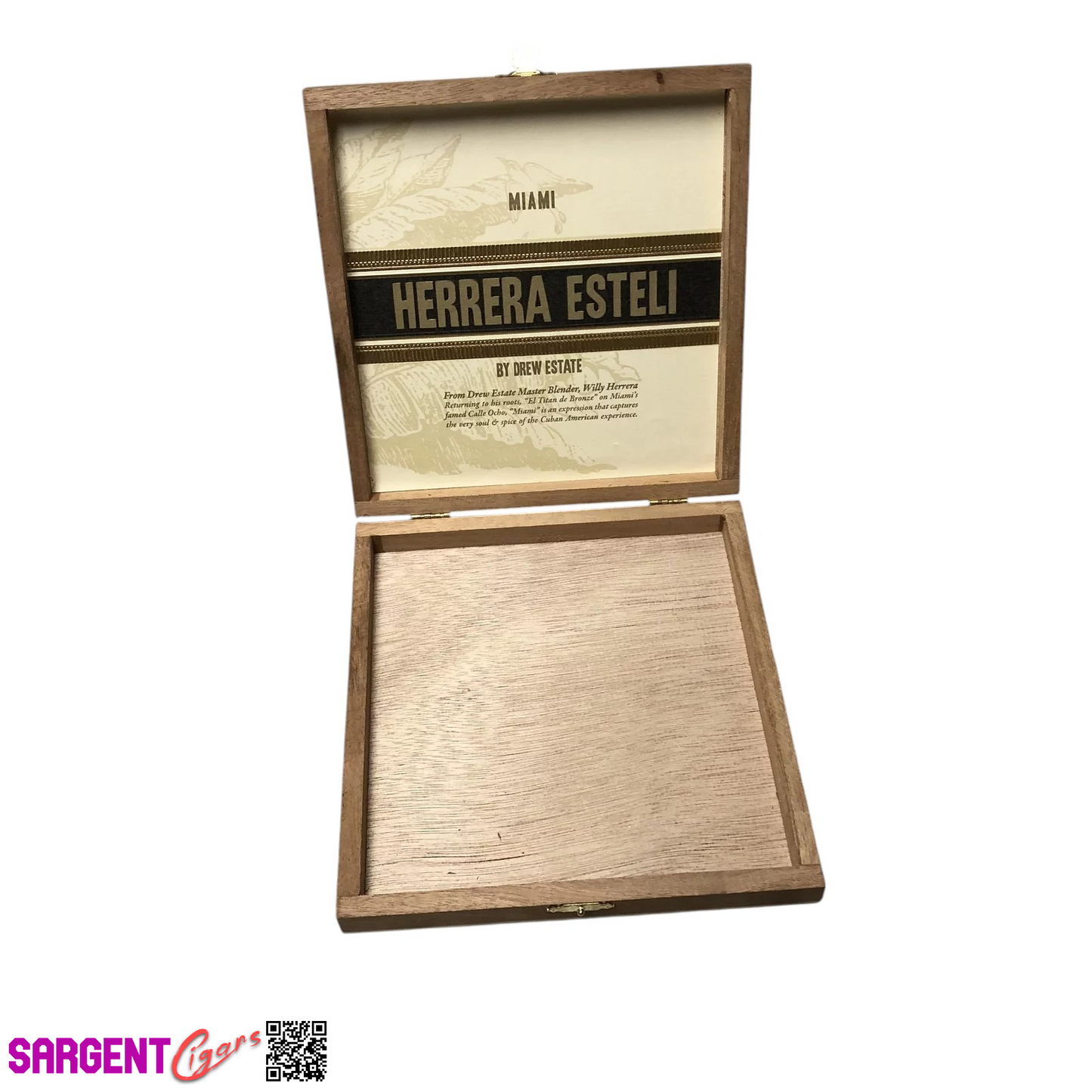 Herrera Esteli Miami Lonsdale Empty Wooden Cigar Box 7.5x7.75x1