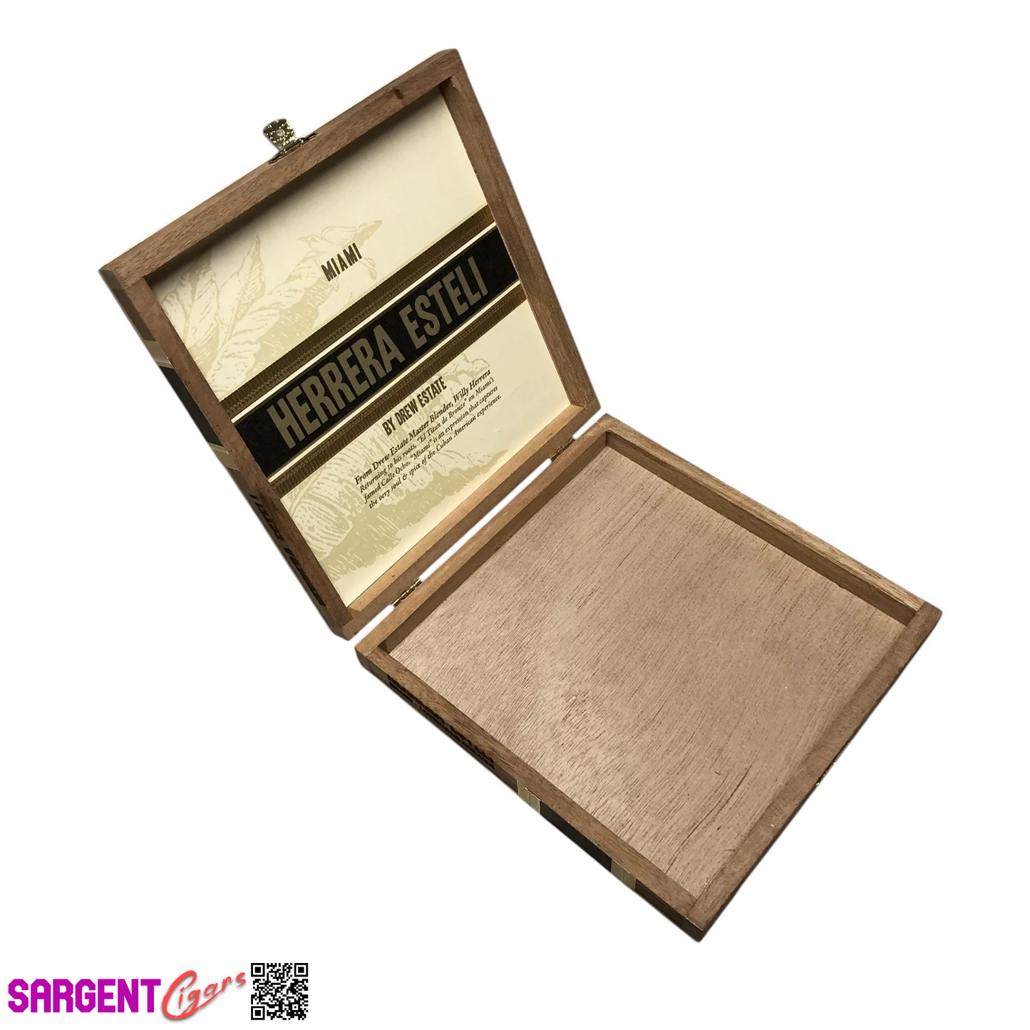 Herrera Esteli Miami Lonsdale Empty Wooden Cigar Box 7.5x7.75x1