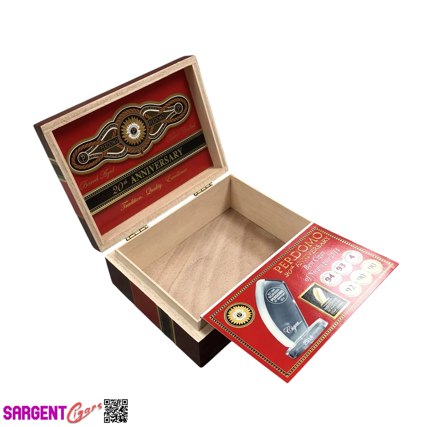 Perdomo 20th Anniversary Sun Grown Robusto Empty Wooden Cigar Box 8x6x3