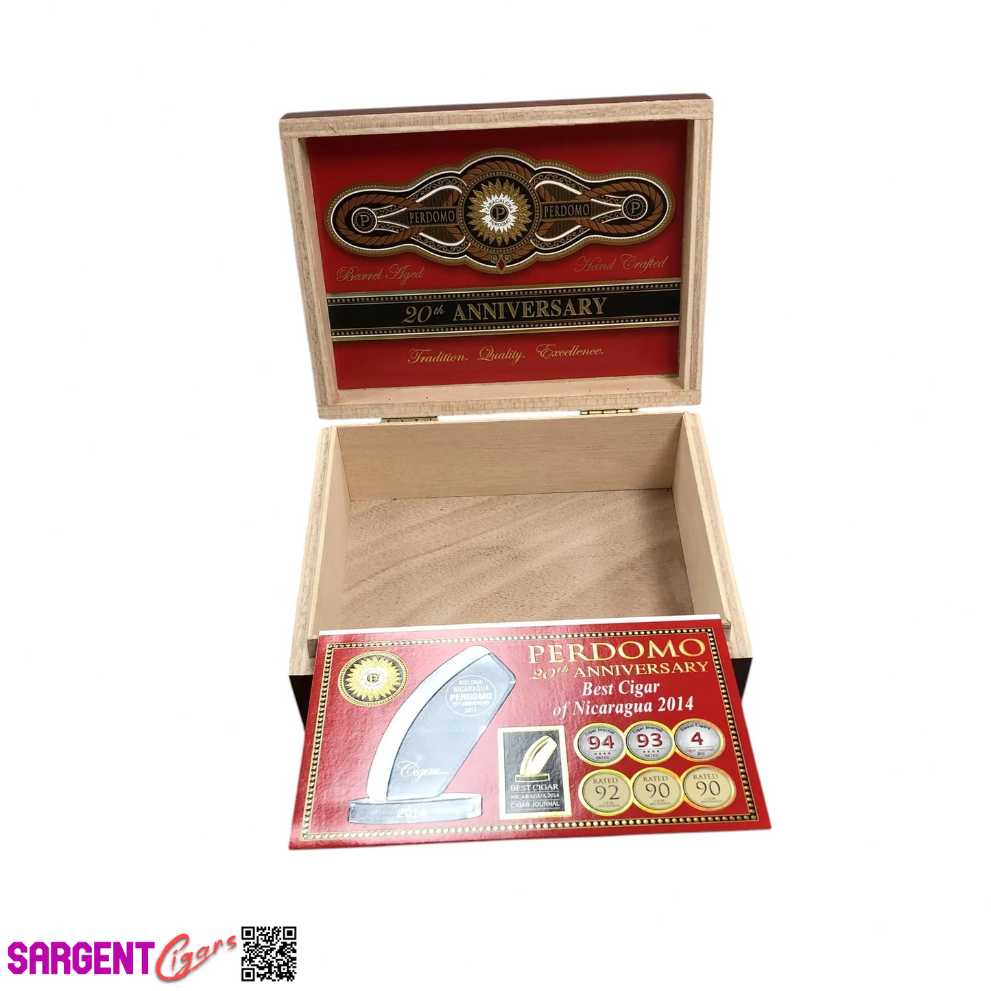 Perdomo 20th Anniversary Sun Grown Robusto Empty Wooden Cigar Box 8x6x3