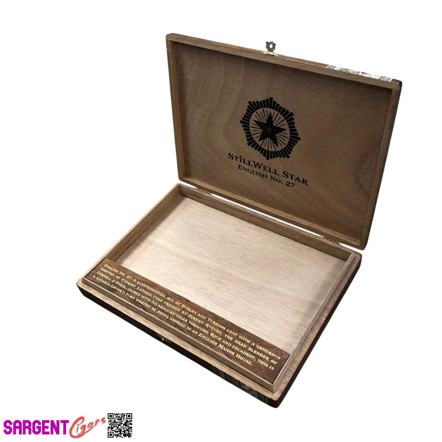 Dunbarton Stillwell Star English Empty Wooden Cigar Box 11.5x8.5x1.25