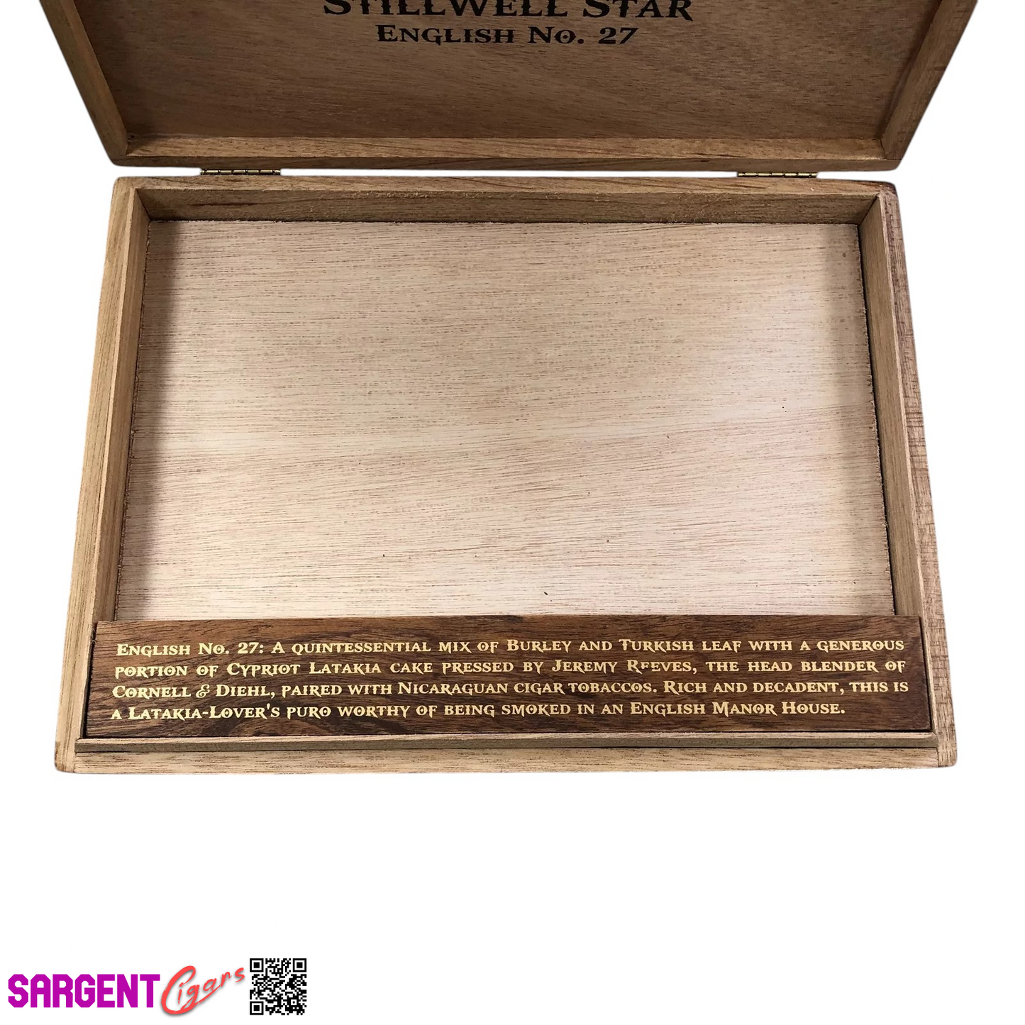 Dunbarton Stillwell Star English Empty Wooden Cigar Box 11.5x8.5x1.25