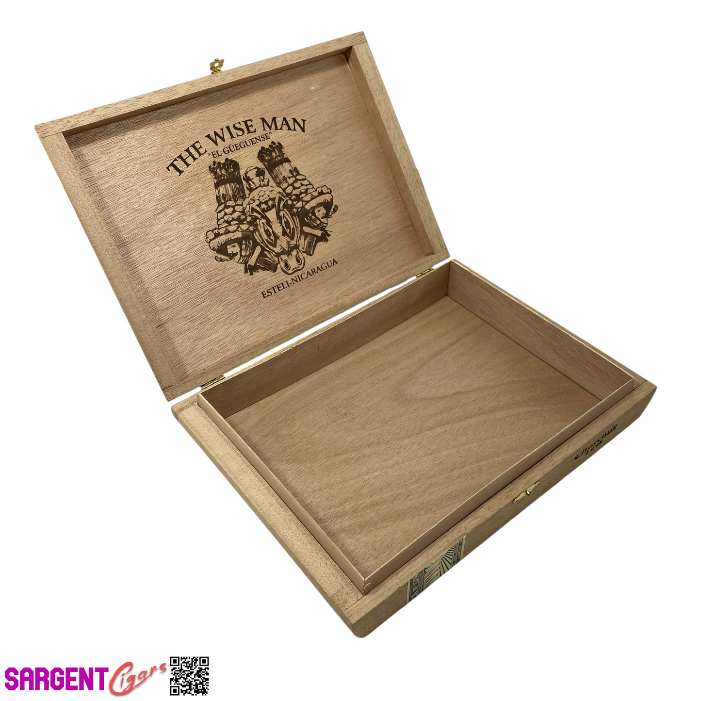 The Wise Man El Gueguense Churchill Empty Wooden Cigar Box 11x8x1.75