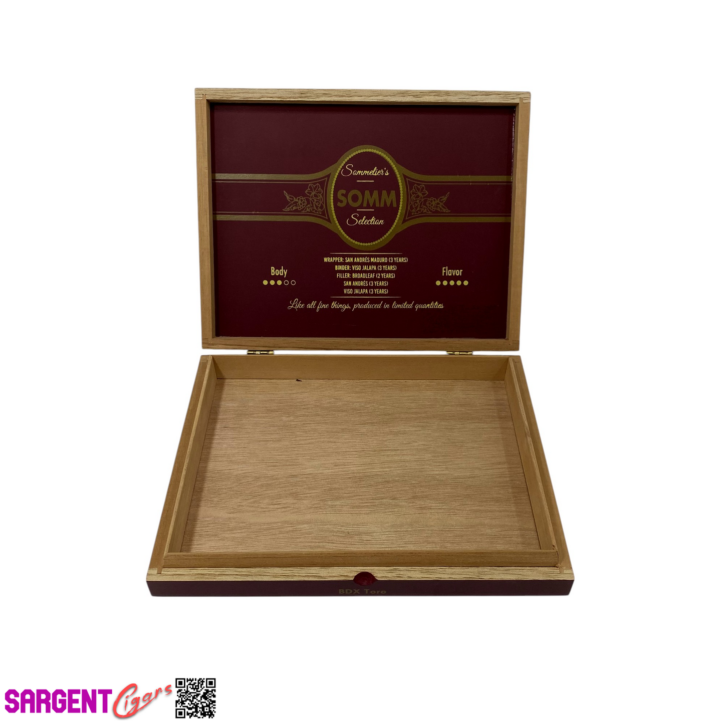 Somm BDX Toro Empty Wooden Cigar Box 9x7x1.25