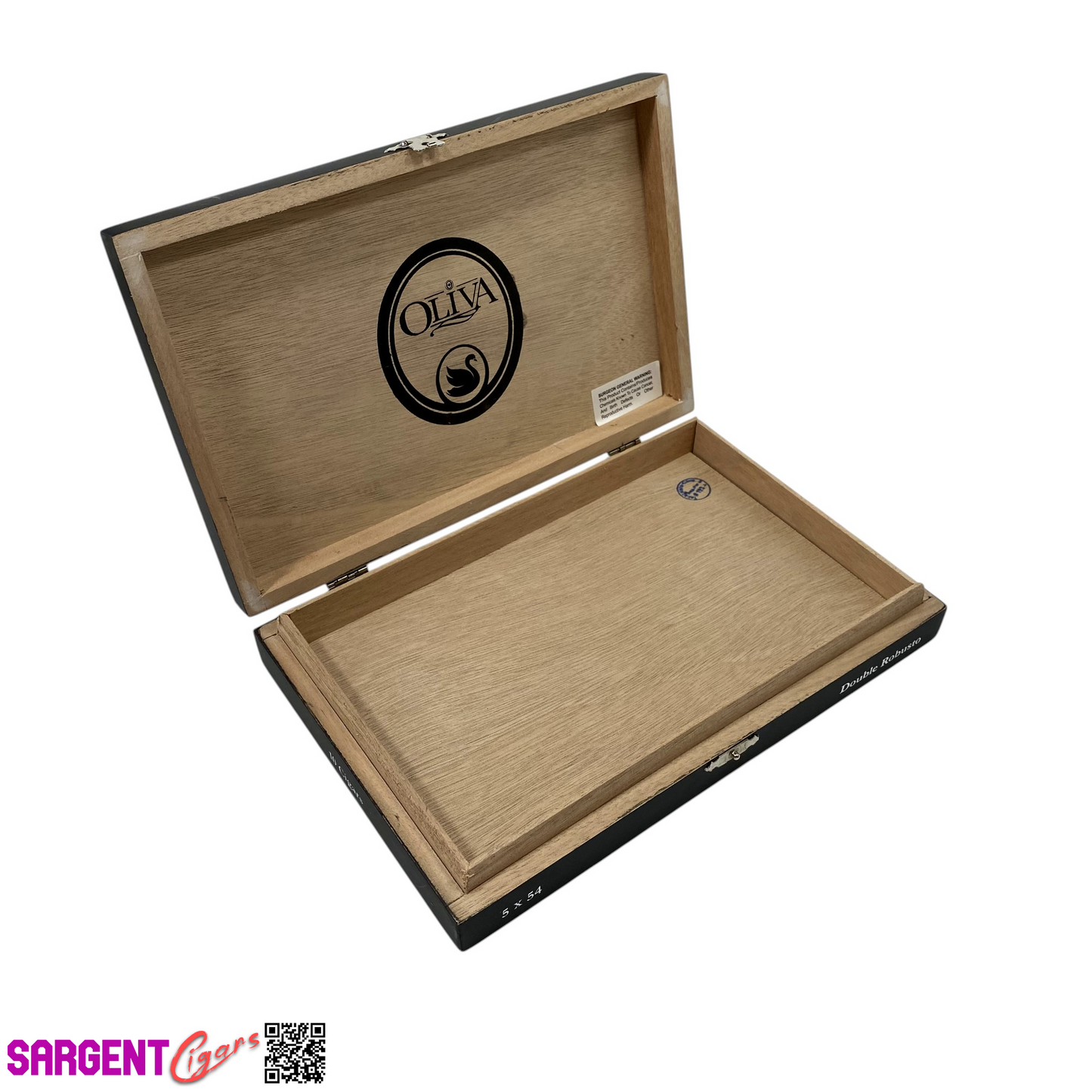 Oliva Black Swan Double Robusto Empty Wooden Cigar Box 9.25x6x1.5