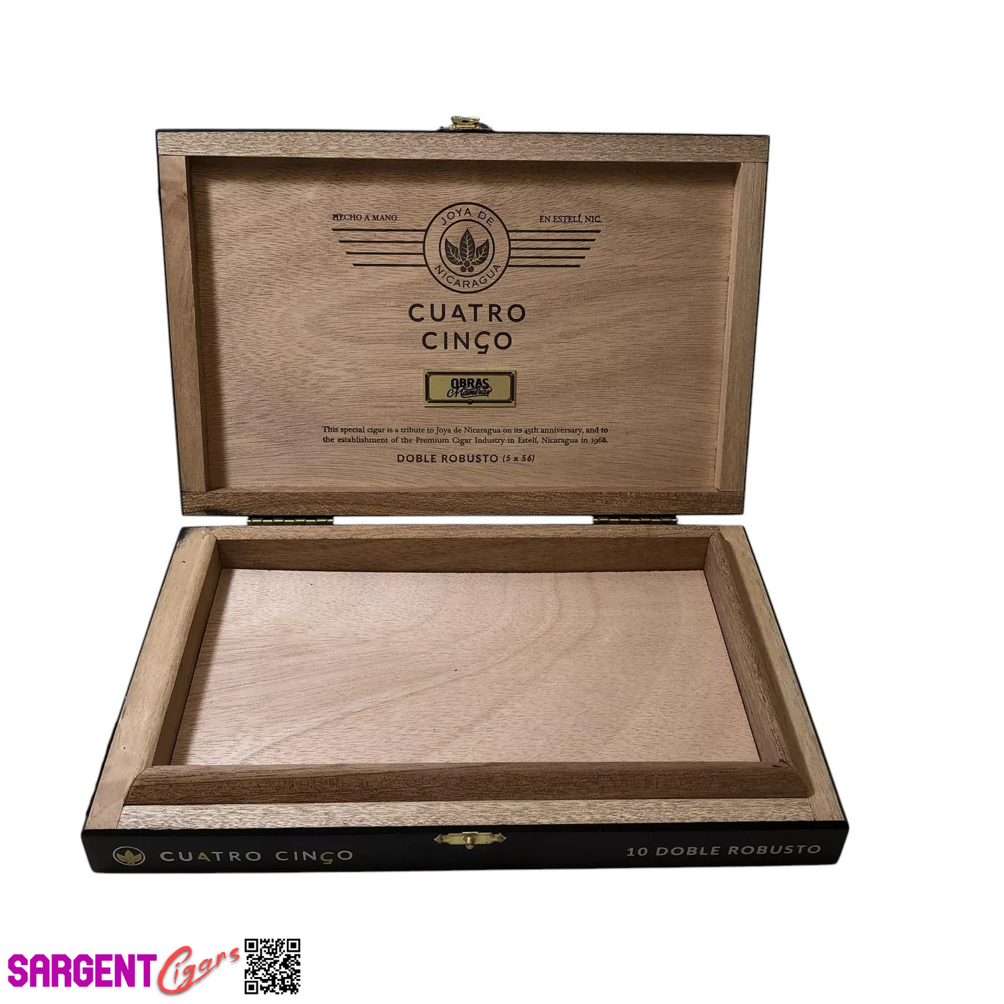 Joya De Nicaragua Cinco Doble Robusto Empty Wooden Cigar Box 10.5x7x1.5