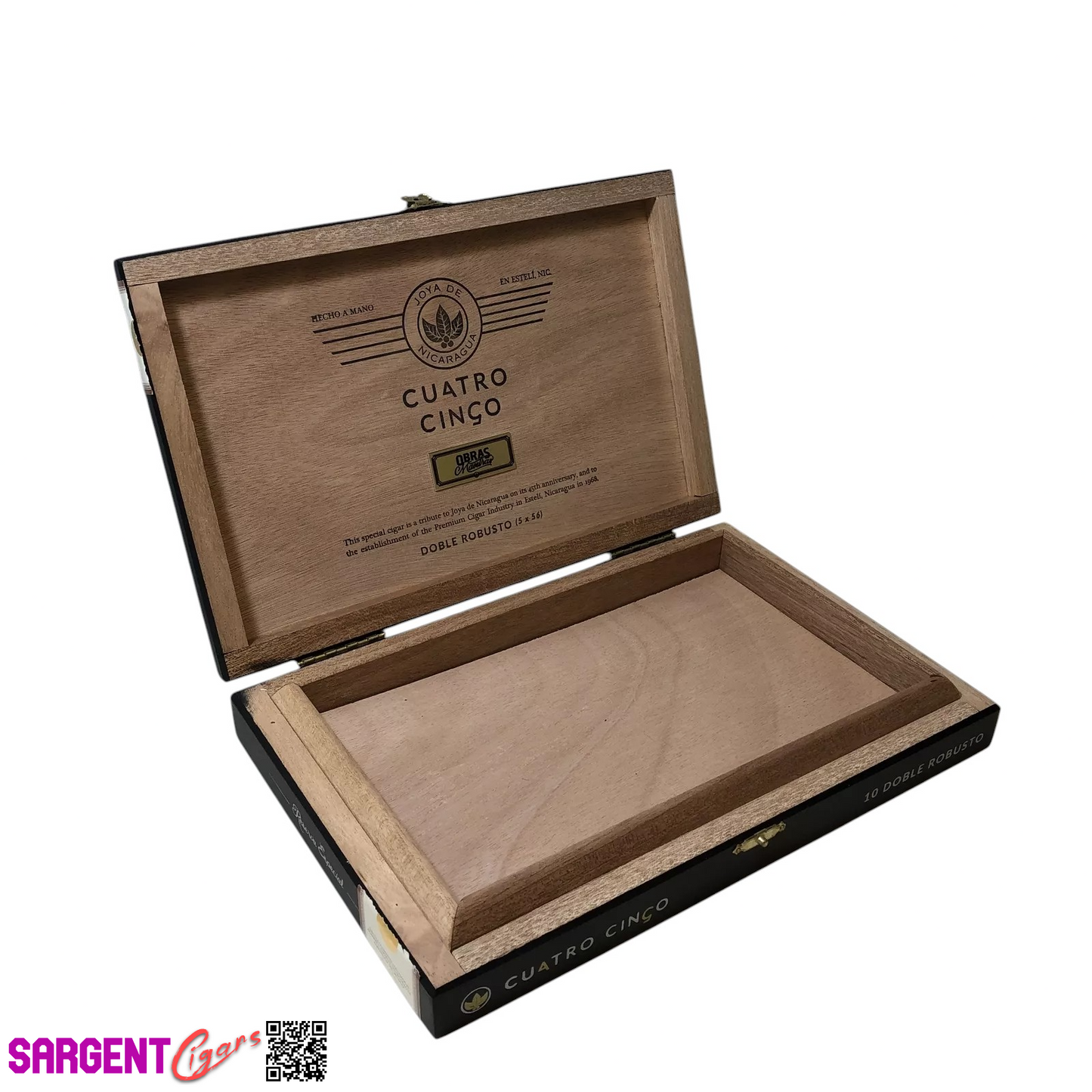 Joya De Nicaragua Cinco Doble Robusto Empty Wooden Cigar Box 10.5x7x1.5