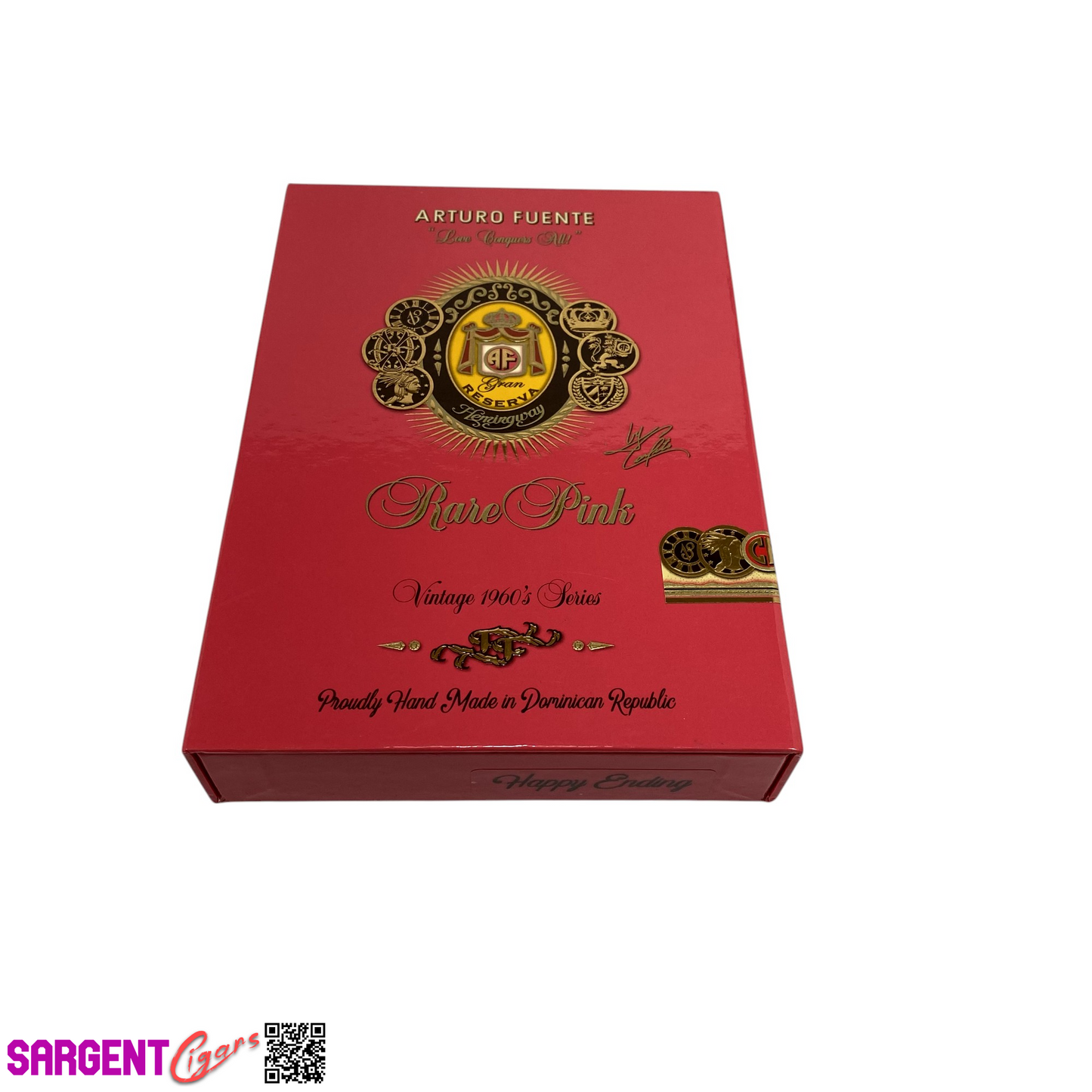 Arturo Fuente Rare Pink Happy Ending Cardboard Cigar Box 5.5x7.5x1.25