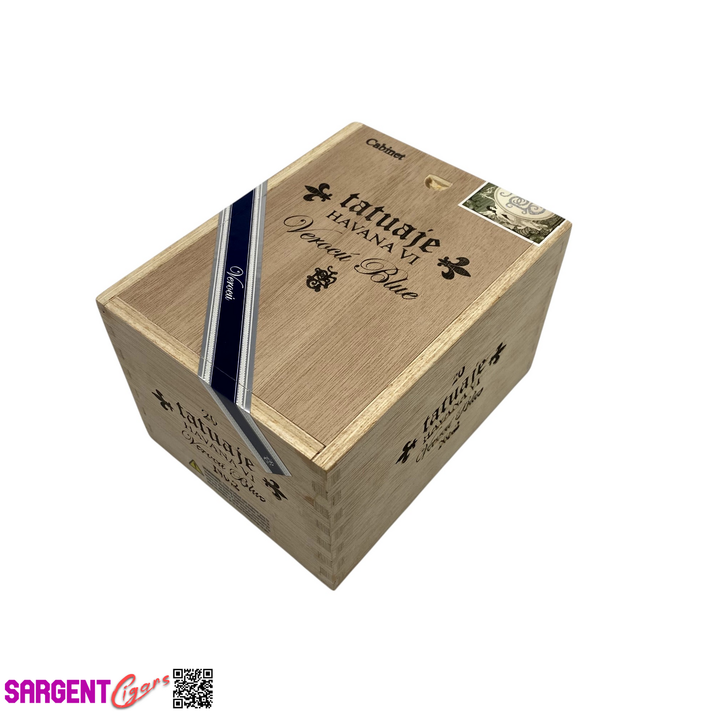 Tatuaje Verocu Blue No2 Empty Wooden Cigar Box 4.75x6.25x4