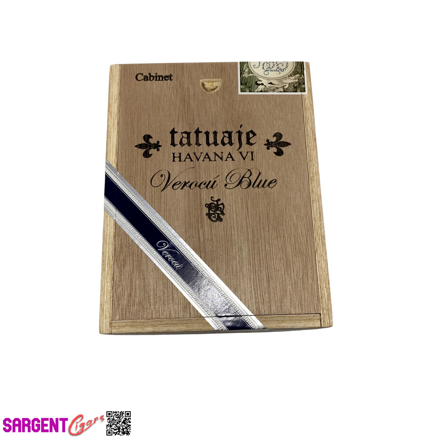 Tatuaje Verocu Blue No2 Empty Wooden Cigar Box 4.75x6.25x4