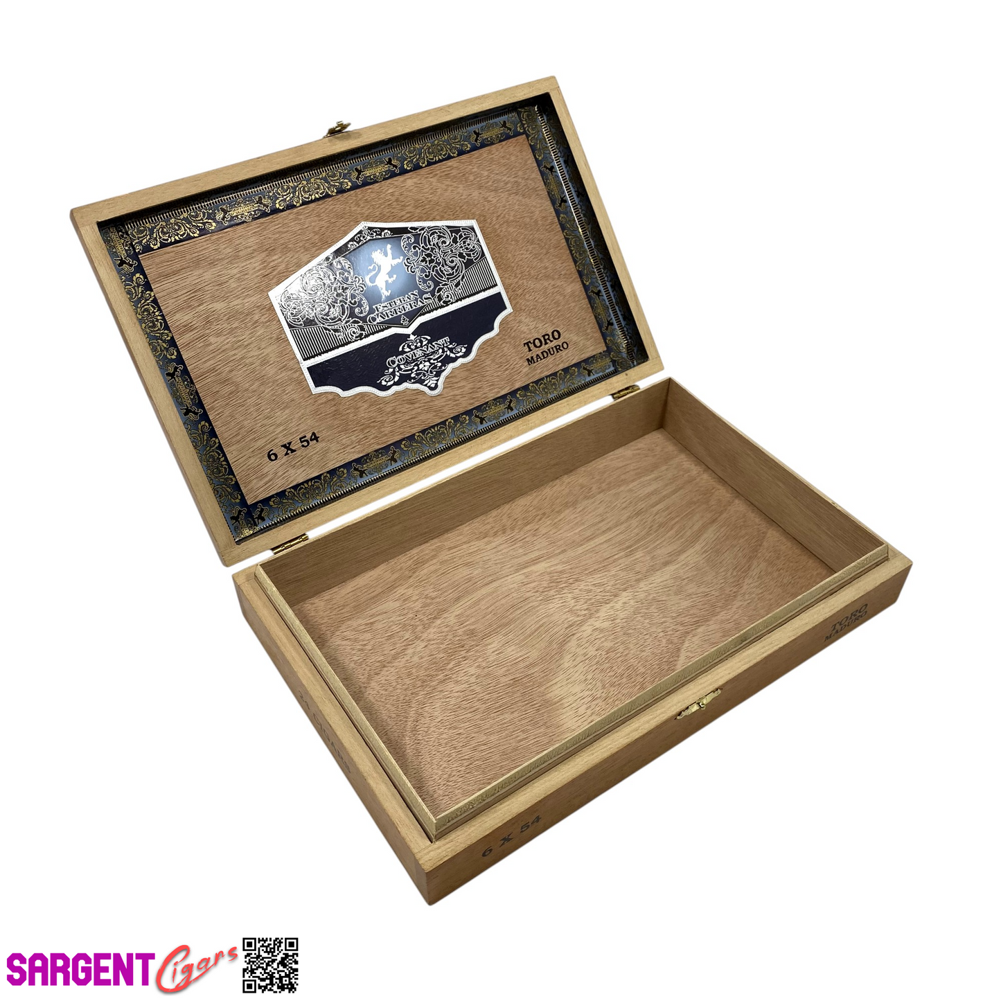 Esteban Carreras Covenant Toro Empty Wooden Cigar Box 11x7x2