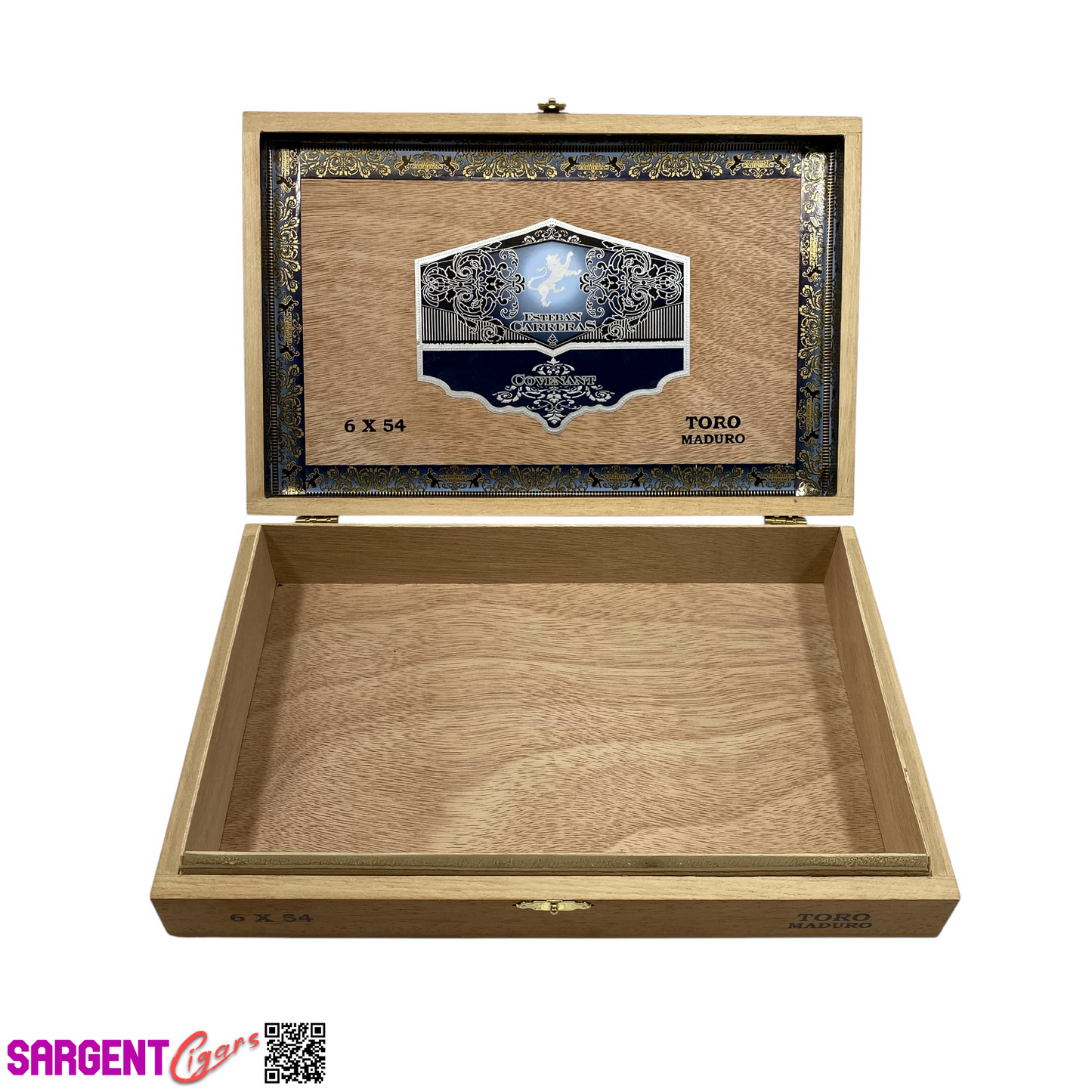 Esteban Carreras Covenant Toro Empty Wooden Cigar Box 11x7x2