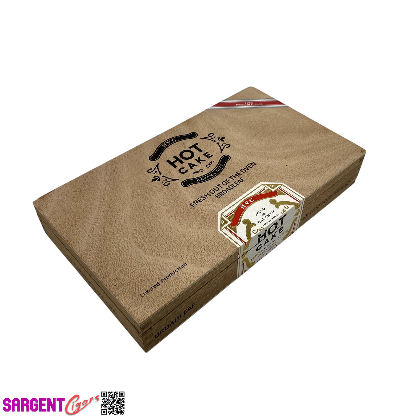 HVC Hot Cake Broadleaf Torpedo Empty Wooden Cigar Box 11.5x6.75x2