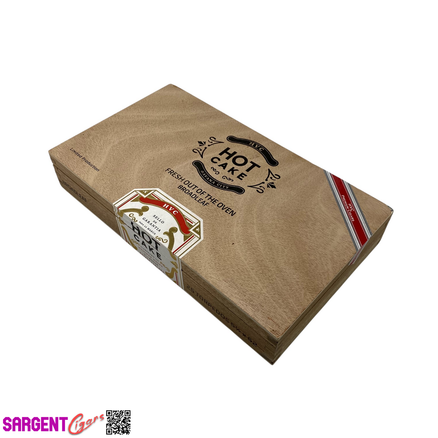 HVC Hot Cake Broadleaf Torpedo Empty Wooden Cigar Box 11.5x6.75x2