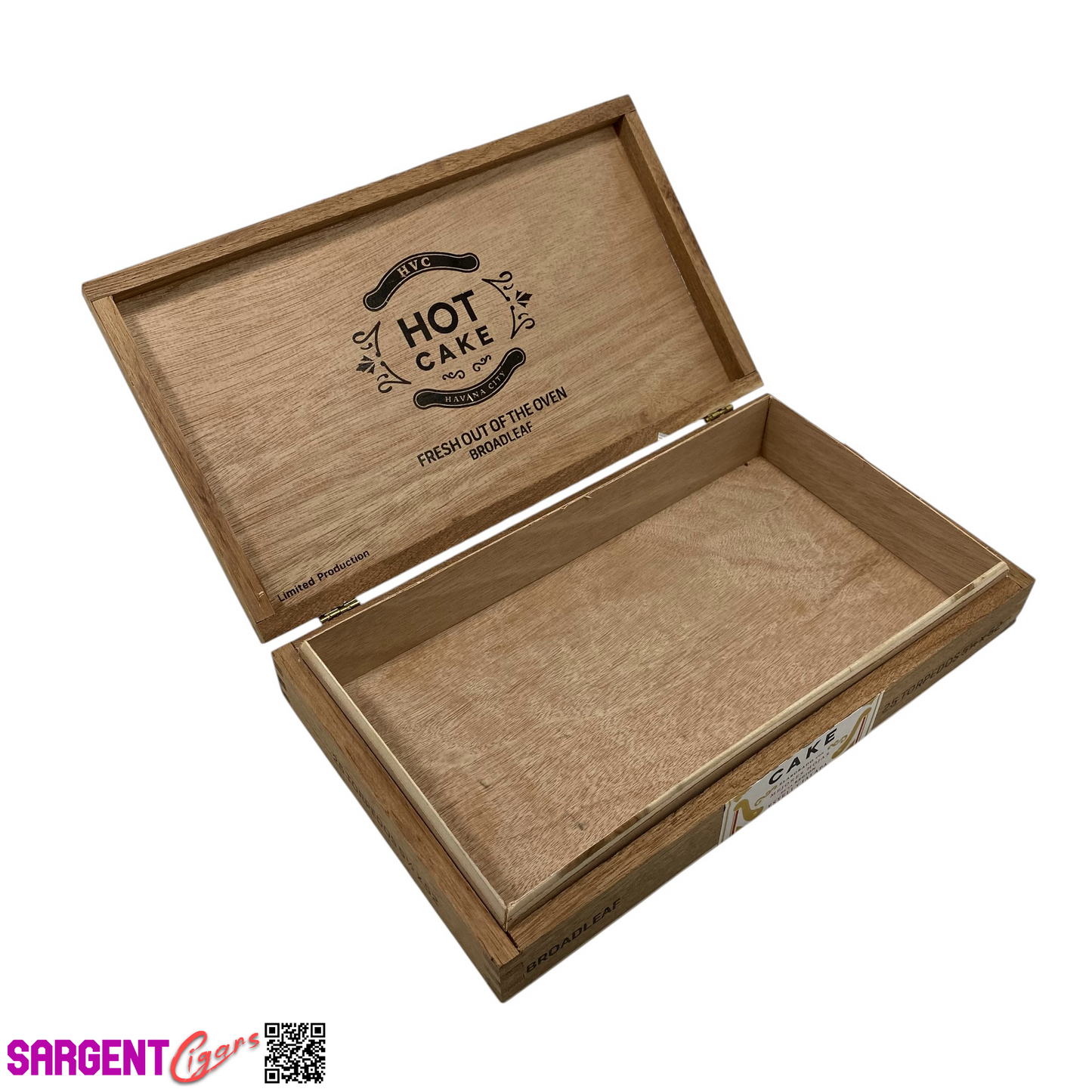 HVC Hot Cake Broadleaf Torpedo Empty Wooden Cigar Box 11.5x6.75x2