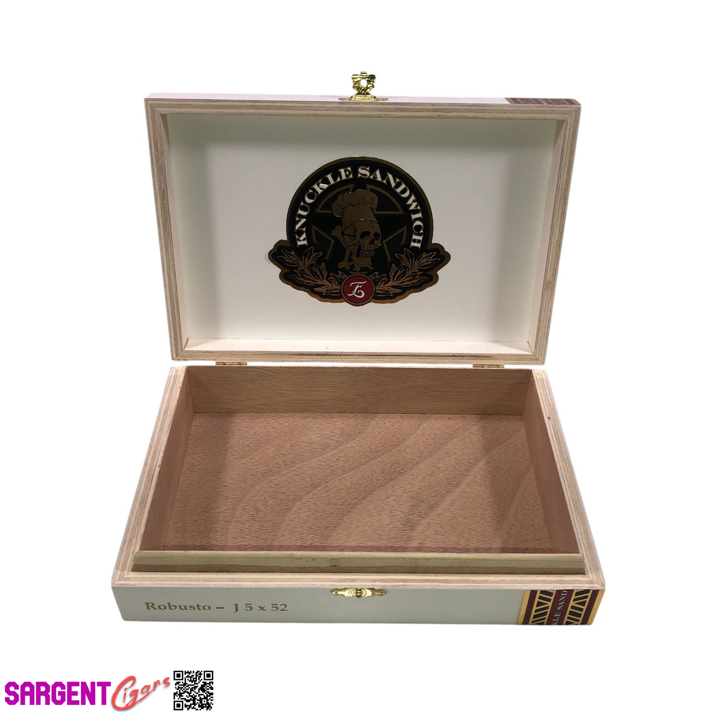 Guy Fieri Knuckle Sandwich Connecticut Robusto Empty Wooden Cigar Box 9x6x2