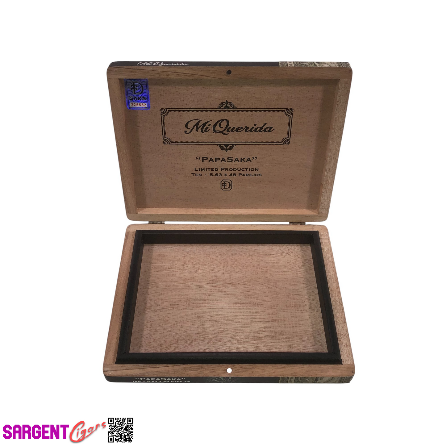 Mi Querida Papasaka Empty Wooden Cigar Box 9.25x7.25x1
