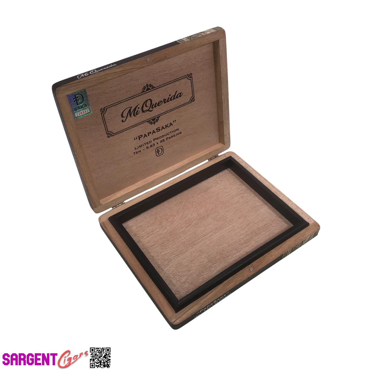 Mi Querida Papasaka Empty Wooden Cigar Box 9.25x7.25x1