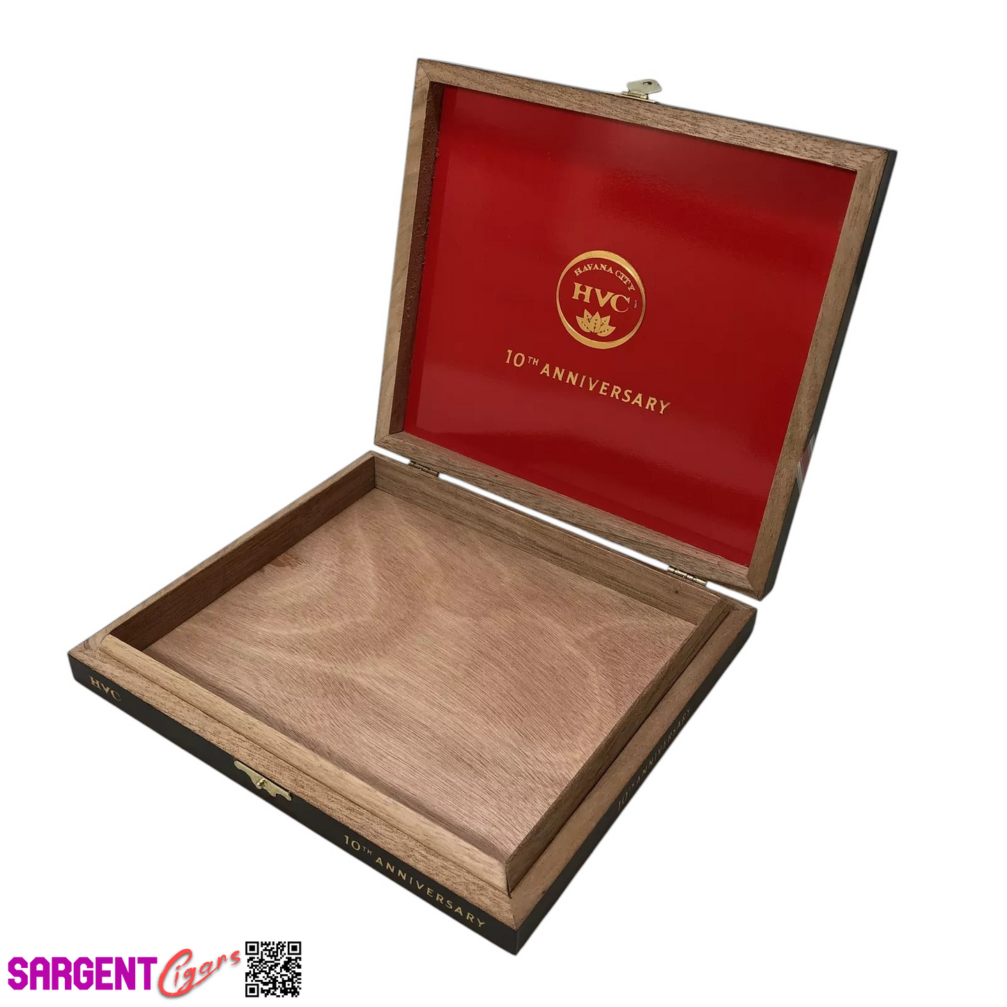 HVC 10th Anniversary Empty Wooden Cigar Box 8.75x7.75x1.25