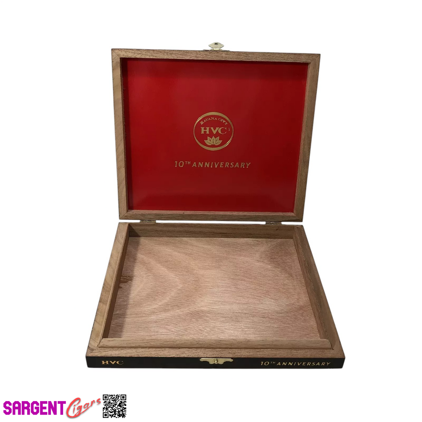 HVC 10th Anniversary Empty Wooden Cigar Box 8.75x7.75x1.25