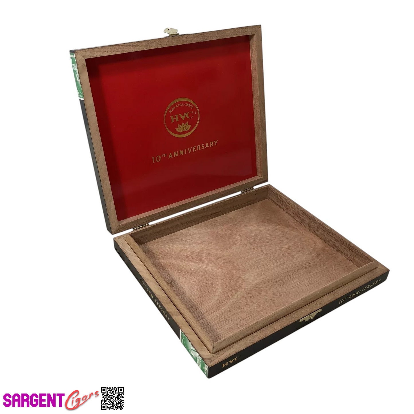 HVC 10th Anniversary Empty Wooden Cigar Box 8.75x7.75x1.25