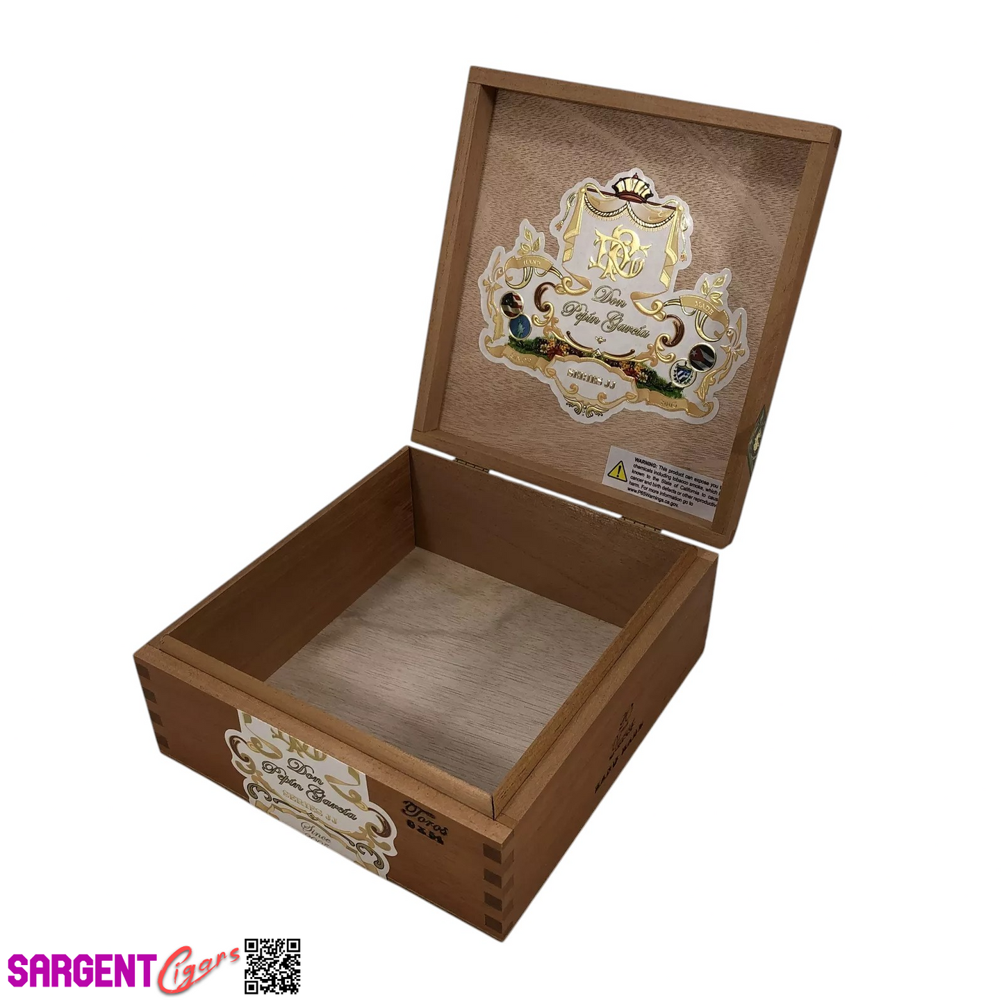 Don Pepin Garcia JJ Belicoso Empty Wooden Cigar Box 6.5x6.75x2.75